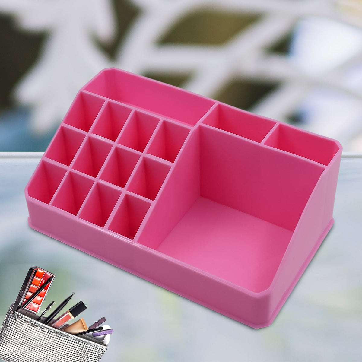 Makeup Organiser Cosmetic Makeup Lipstick Storage Box with Drawer Plastic Case Holder Skin Care Products (1 Pc) - Springkart 