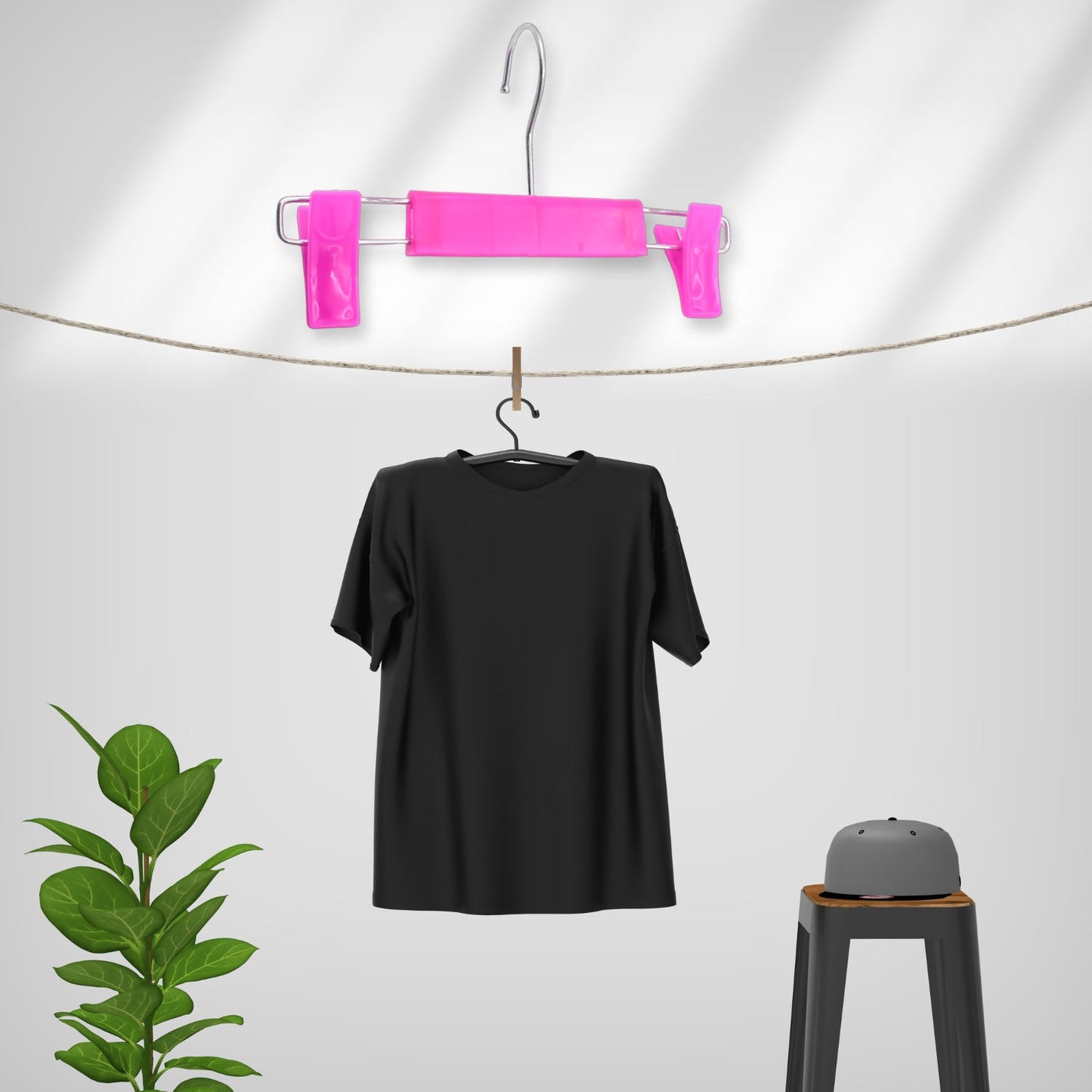 Hanger Double Clip Trouser Rack, Plastic Drying Rack, Trouser Clip Wardrobe Storage Stainless Steel Rotating Hook, Removable Clip (1 Pc) - Springkart 