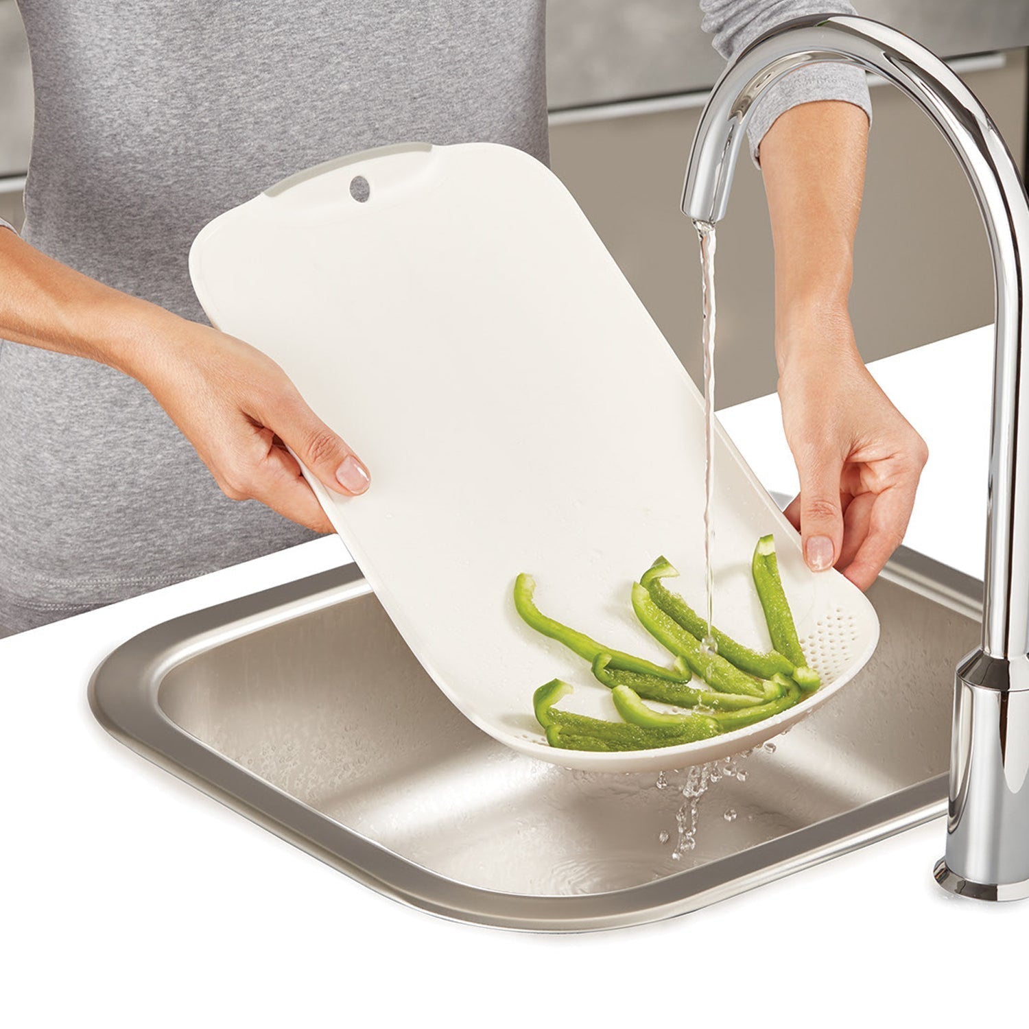 Chop & Drain Vegetables Fruits Chopping Board Sleek Knife - Springkart 