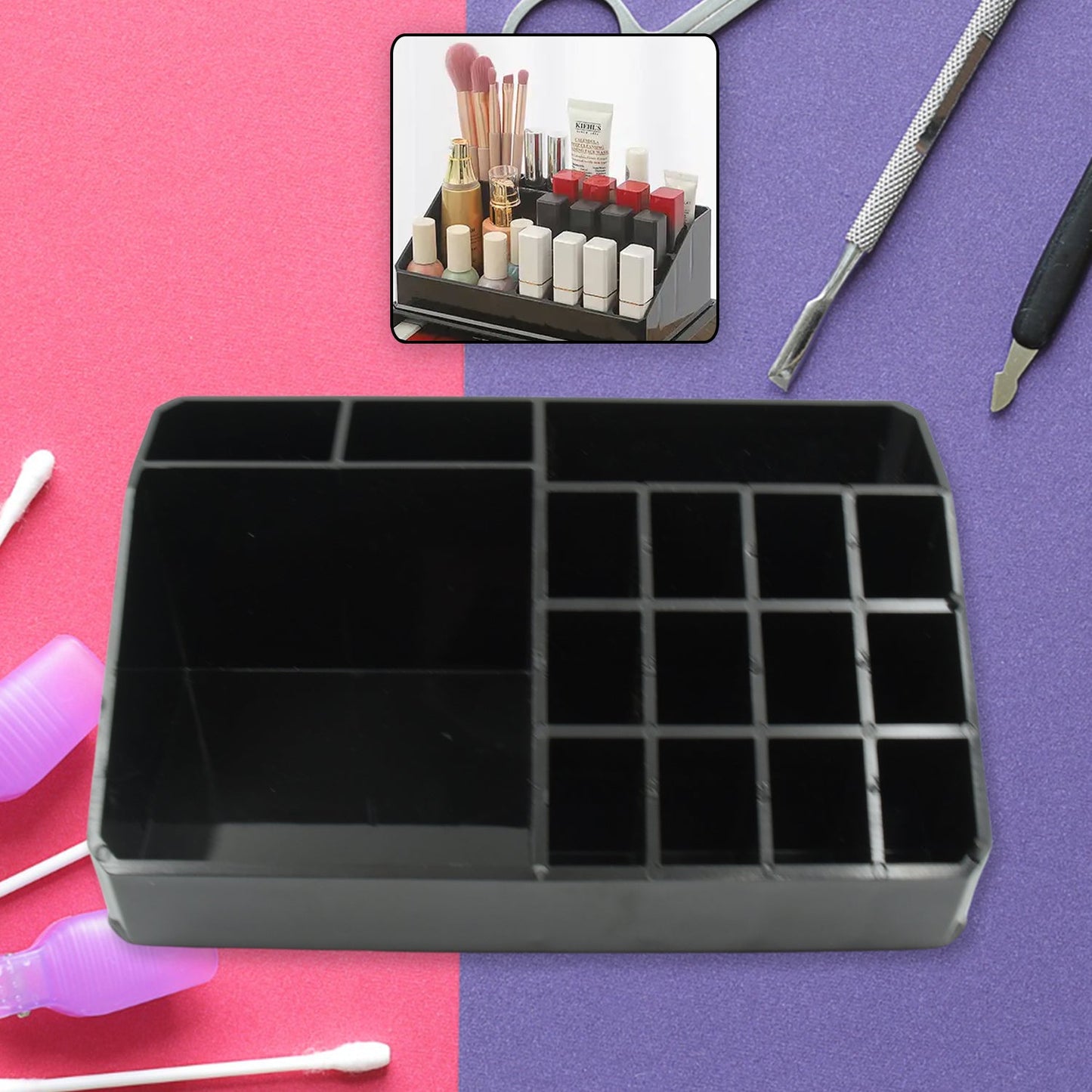 Cosmetic Organiser 16 Compartment Cosmetic Makeup Storage Organiser Box - Springkart 