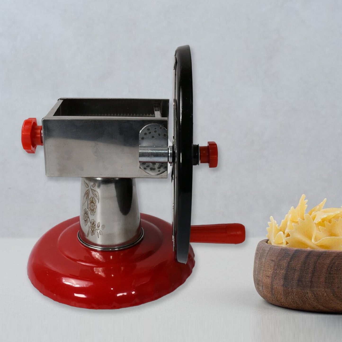 Stainless Steel Chips Maker and Vegetable Slicer for Kitchen Potato Slicer Graters and Chippers. Chips Maker is Suitable for Vegetable Cuttings. Chips Maker Consist Hard Coated Iron Wheel and Stand. - Springkart 