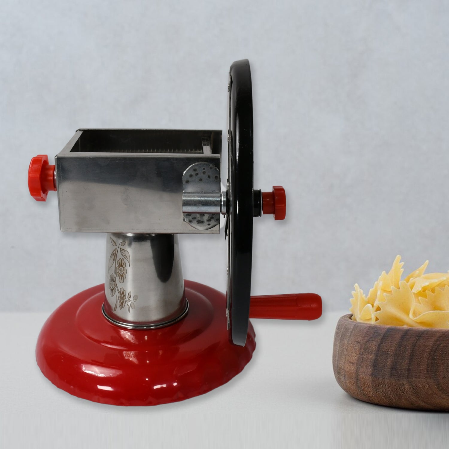 Stainless Steel Chips Maker and Vegetable Slicer for Kitchen Potato Slicer Graters and Chippers. Chips Maker is Suitable for Vegetable Cuttings. Chips Maker Consist Hard Coated Iron Wheel and Stand. - Springkart 