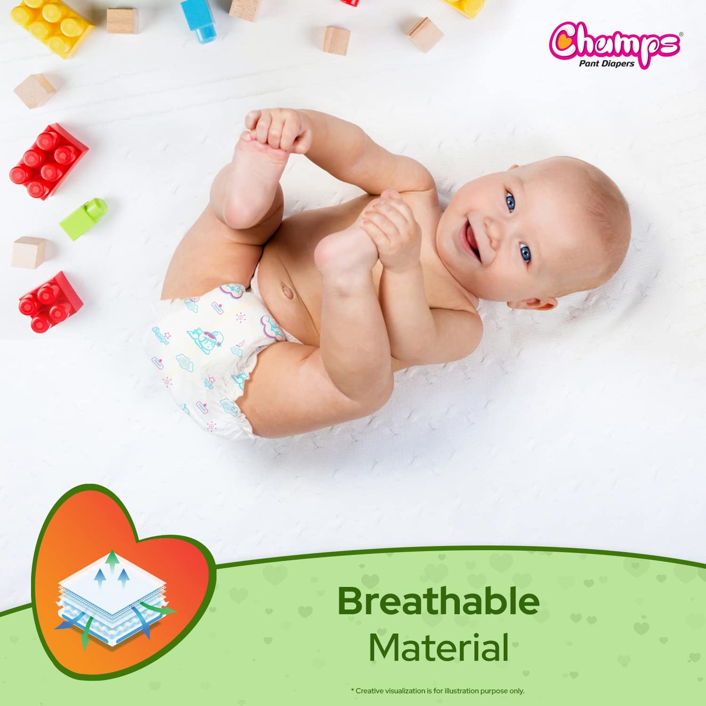 Champs Soft and Dry Baby Diaper Pants 78 Pcs (Small Size S78) - Springkart 