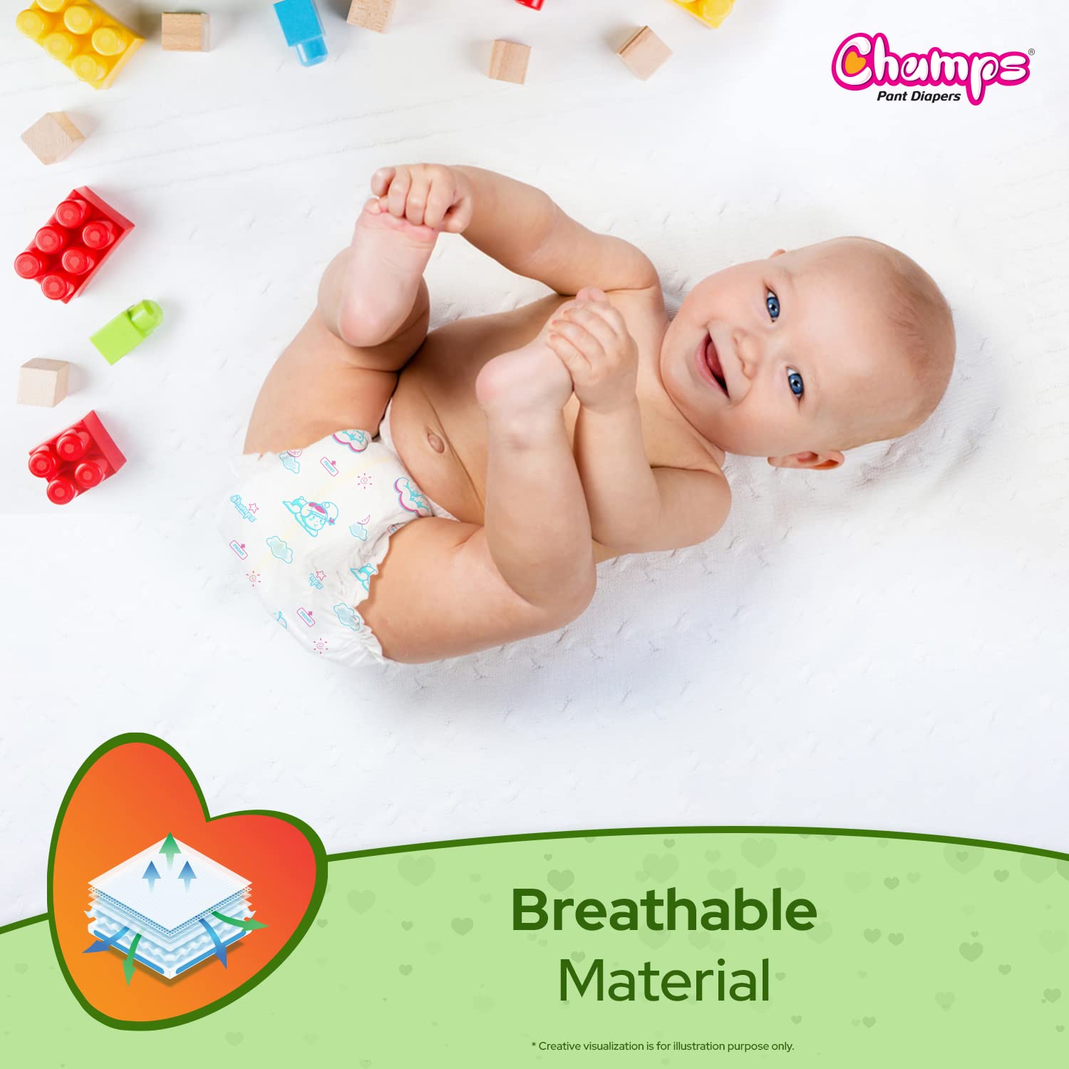 Champs Soft and Dry Baby Diaper Pants 78 Pcs (Small Size S78) - Springkart 