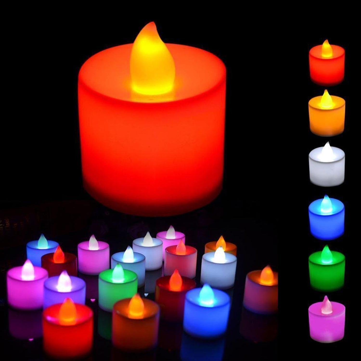 Multicolor LED Tealights Candles (24 Pack): Festive Decorations - Springkart 