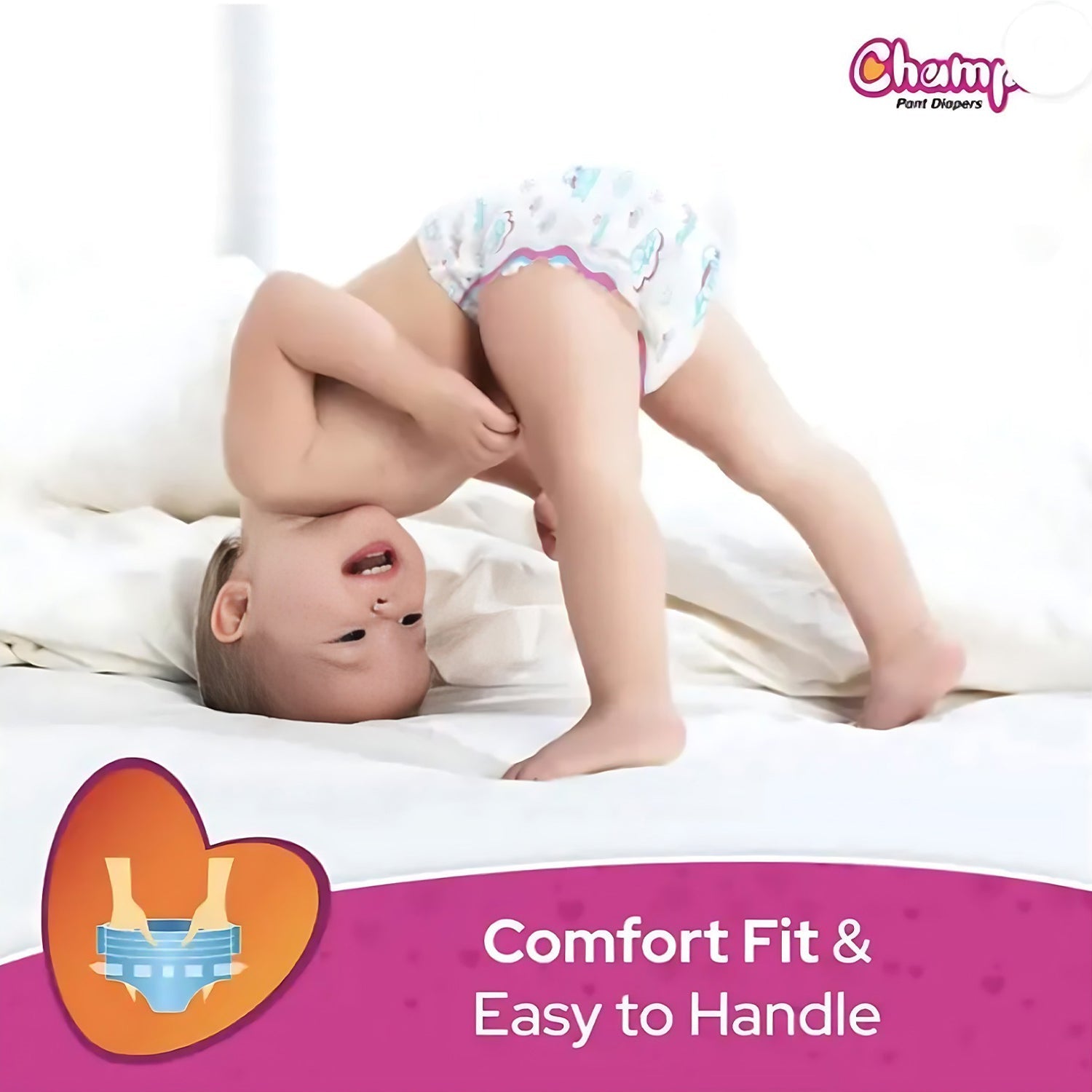 Champs Travel Diapers (Small, 10 Pcs): Leakproof, Soft & Dry, Baby Diaper Pants - Springkart 