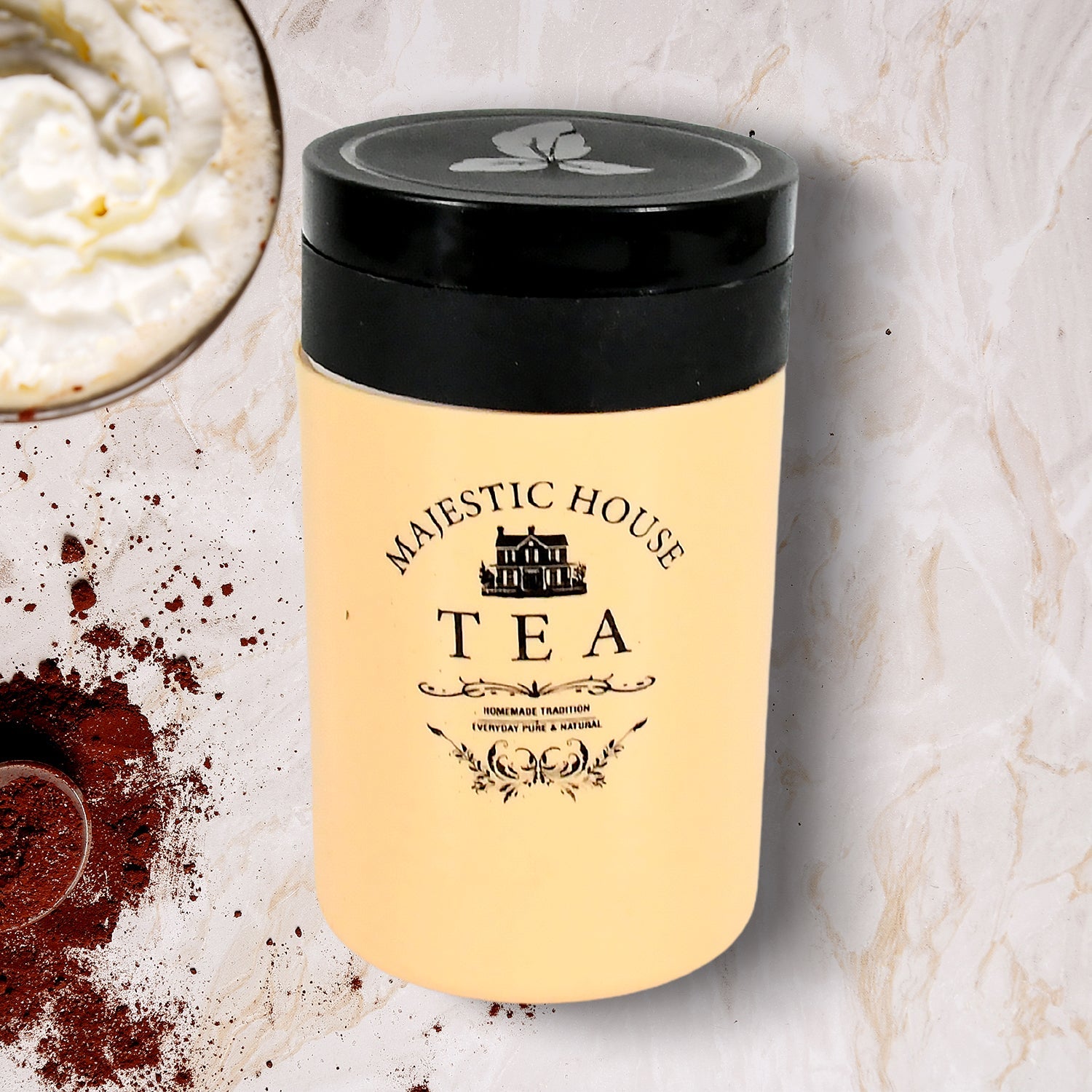 Accurate Seal Tea Sugar Coffee Container, Plastic Damru Shaped Tea, Coffee, Sugar Canisters Jar, New Airtight Food Seal Containers for Salt, Dry Fruit, Grocery 2 Section (800 ML Approx) - Springkart 