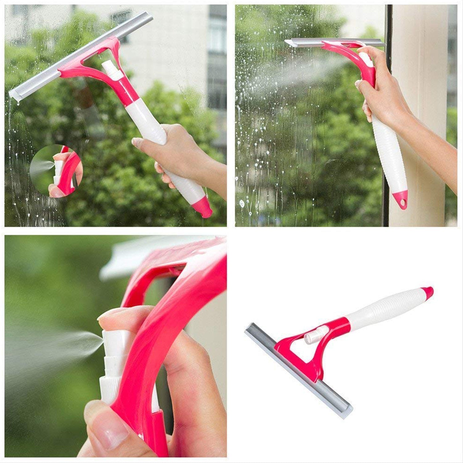 All-in-One Cleaning Brush: Spray, Wash, & Wipe (Windows, Glass, Car) (1 Pc) - Springkart 