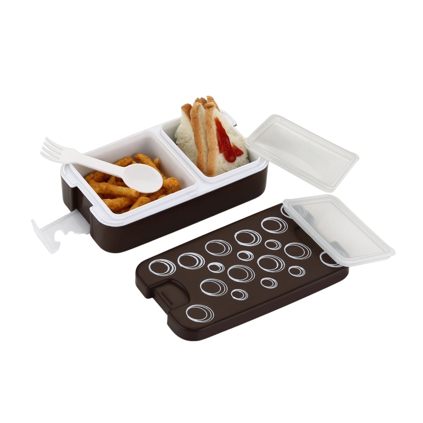 Airtight Lunch Box - 2 Compartment, Leak-Proof, Food-Grade Material, Modern Compact Design with Spoon - Springkart 