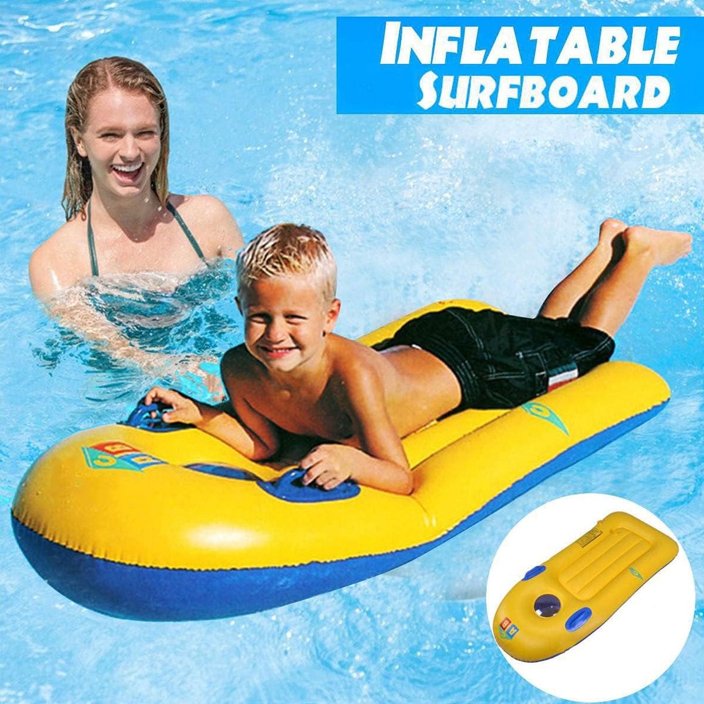 Inflatable Surfboard for Kids, Inflatable Bodyboard for Children with Handles, Portable Surfboard for Children, Outdoor Pool, Beach Floating Mat Pad Water Fun - Springkart 