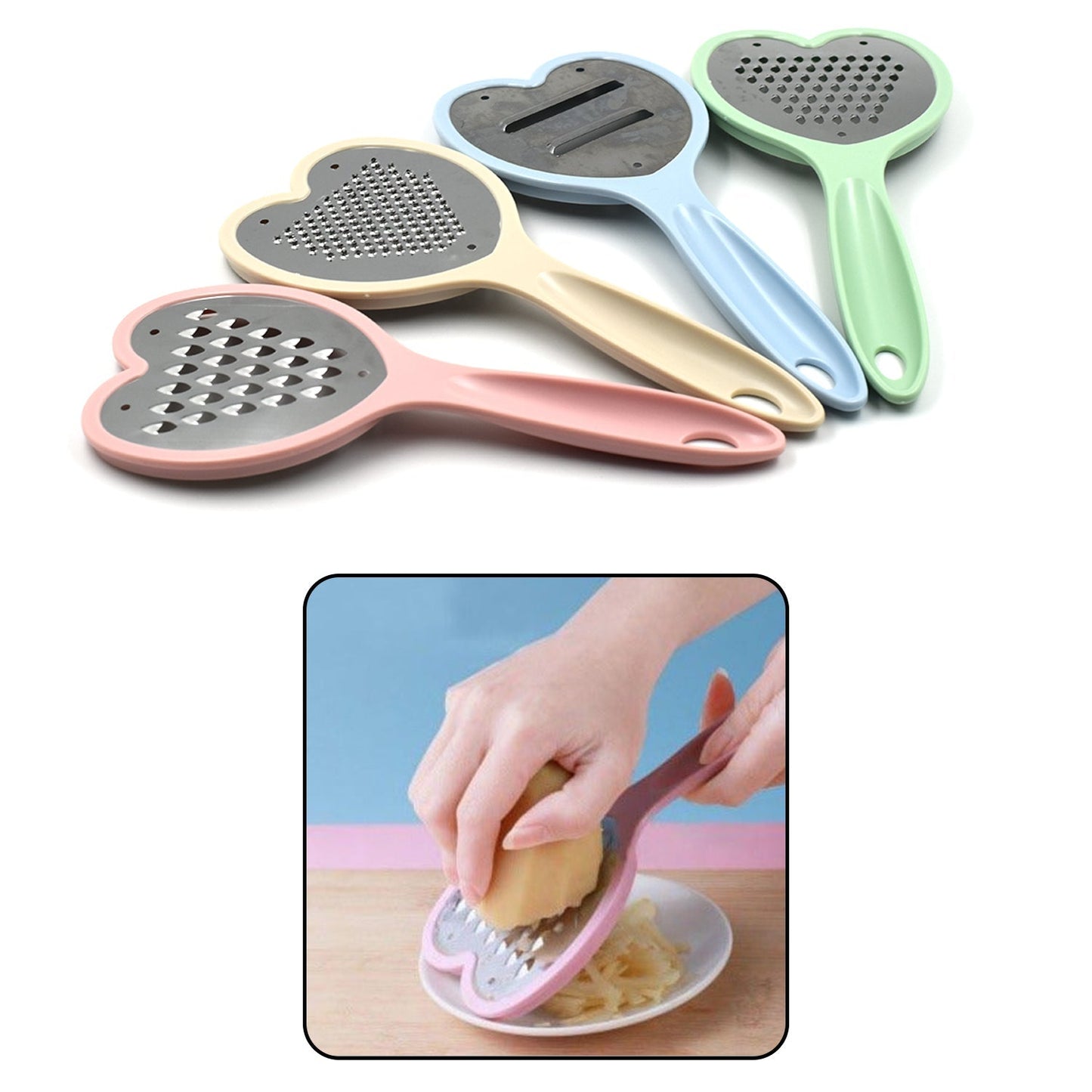 Heart Grater Set and Heart Grater Slicer Used Widely for Grating and Slicing of Fruits, Vegetables, Cheese Etc. Including All Kitchen Purposes. - Springkart 