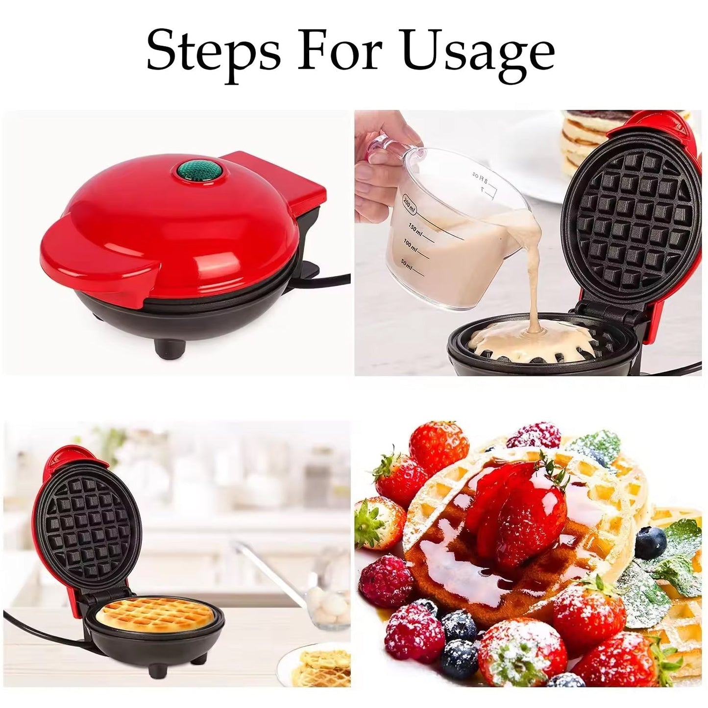 Mini Waffle Maker Machine Waffle Iron Home Appliances Kitchen Gift Easy To Clean, On-Stick Surfaces, Perfect Breakfast, Dessert, Sandwich, Cakes, Other Snacks Machine - Springkart 