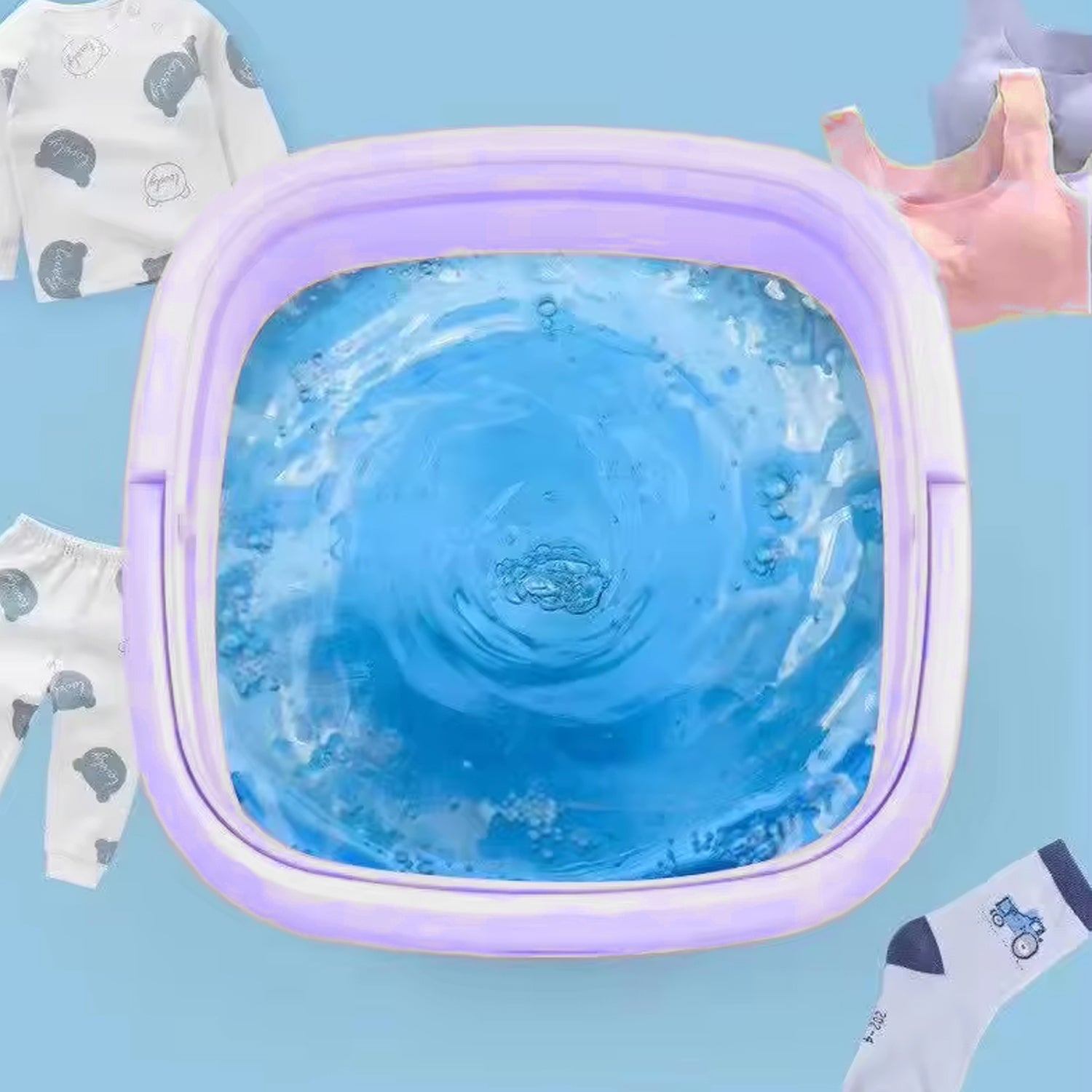 Folding Washing Machine, Mini Portable Washing Machine, Deep Cleaning, Mini Foldable Washing Machine, Suitable For Socks, Underwear, Baby Clothes & Other (1 Pc) - Springkart 