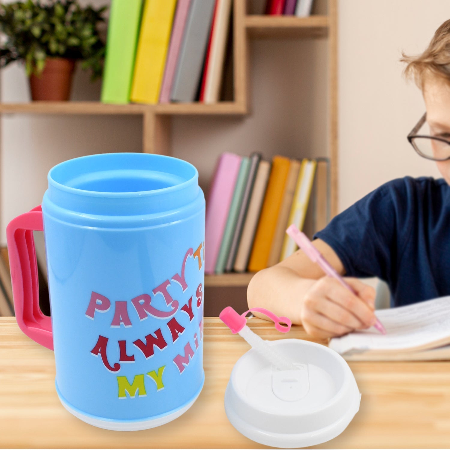 Insulated Mug with Lid Handle Flexible Straw with Cap (709 ML) - Springkart 