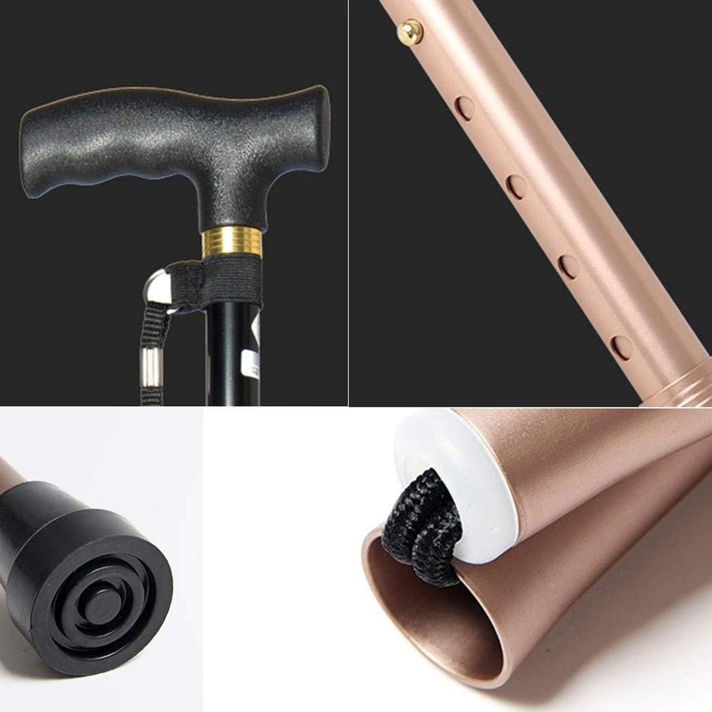 Foldable Walking Cane for Men, Women - Fold-up, Collapsible, Lightweight, Adjustable, Portable Hand Walking Stick - Balancing Mobility Aid - Sleek, Comfortable T Handles - Springkart 