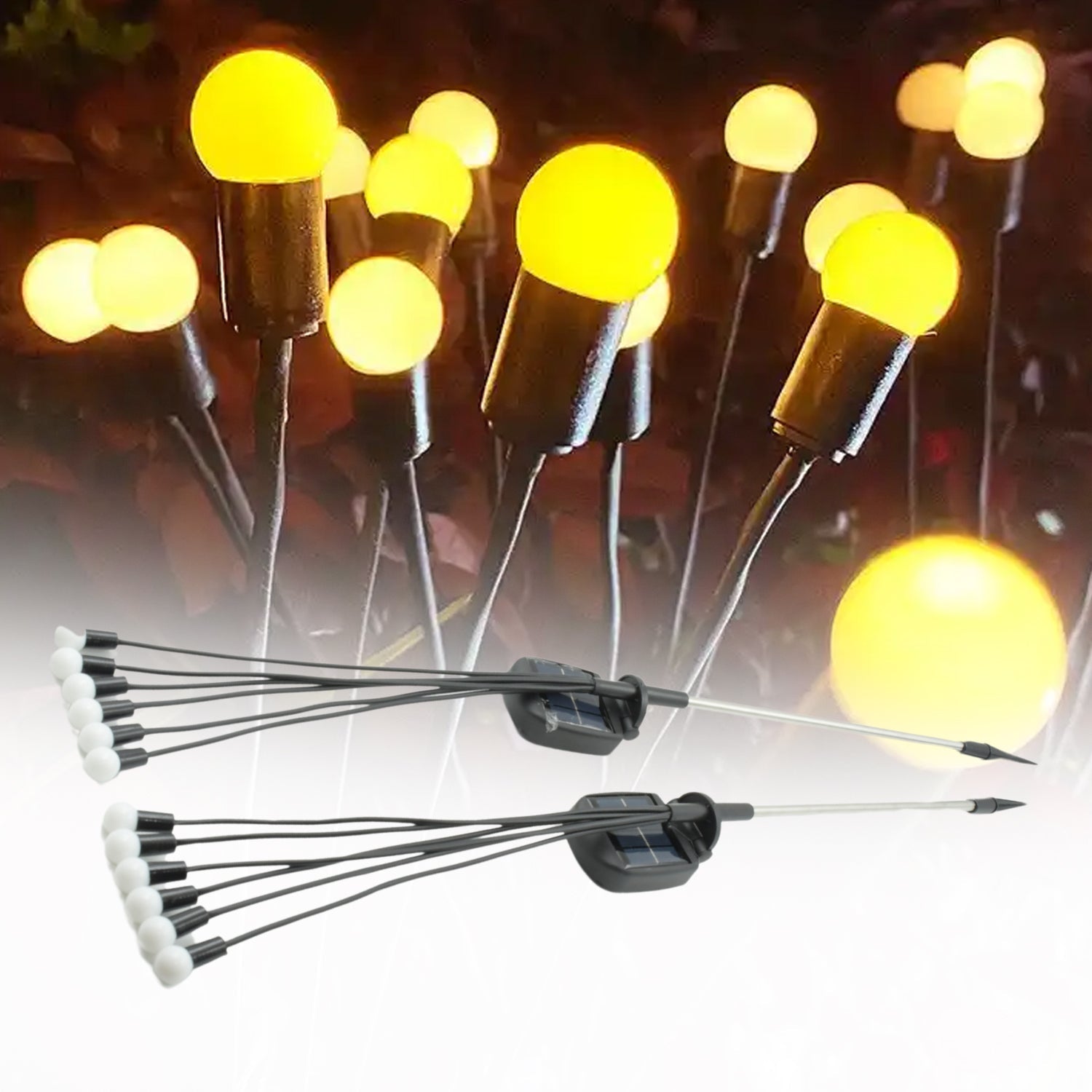 Solar Garden Lights, Solar - Powered Firefly Lamp, New Upgraded Solar Firefly Lights Outdoor Waterproof, Solar Outdoor Decorative Lights for Yard Gardening Patio Backyard Pathway Décor (2 PCS Set 12 LED (Warm Light)) - Springkart 