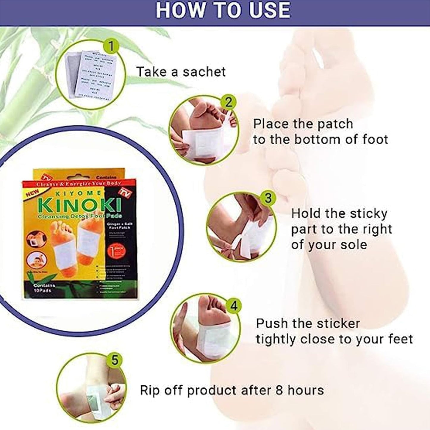 kinoki Cleansing Detox Foot Pads, Ginger & salt Foot Patch -10pcs (Free Size, White) - Springkart 