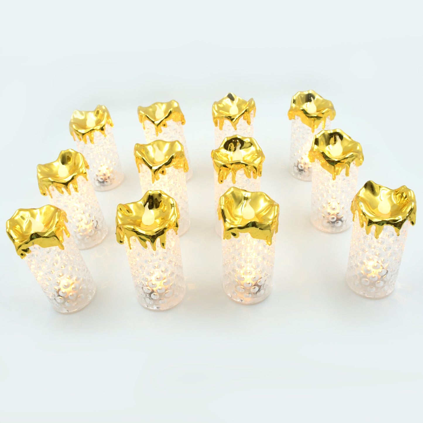 Gold Flameless Candles LED Light Flameless and Smokeless Decorative, Candles Led Tea Light Candle Perfect for Gifting, Home, Diwali,Wedding, Christmas, Crystal Candle Lights, Table Decorations (12 Pc MOQ) - Springkart 