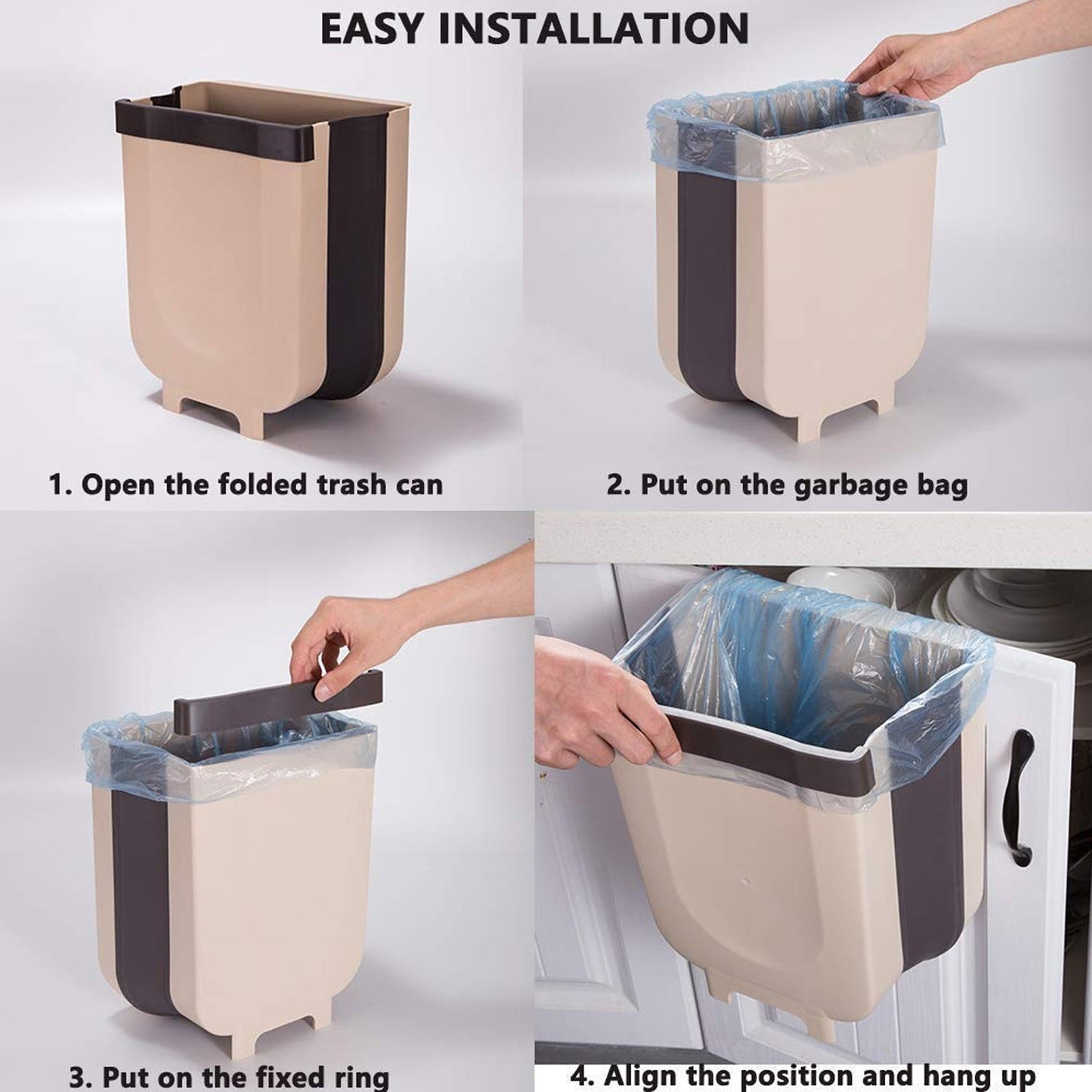 Hanging Trash Can for Kitchen Cabinet Door, Small Collapsible Foldable Waste Bins, Hanging Trash Holder for Bathroom Bedroom Office Car, Portable. - Springkart 