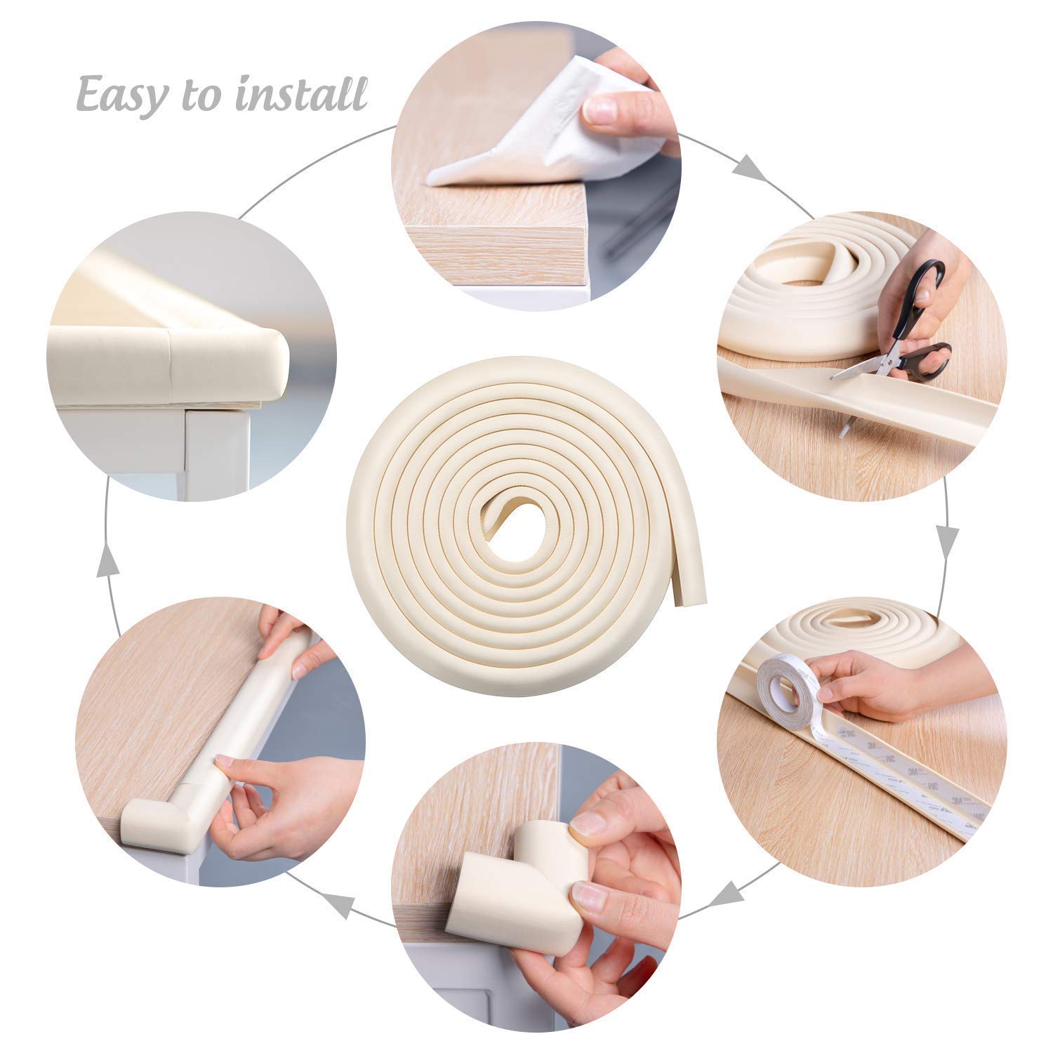 Corner Proofing Edge Protector Safe Corner Cushion for Table, Baby Safety Bumper Guard,Furniture, Bed, Soft Rubber Corner Protectors for Kids (2 Mtr) - Springkart 