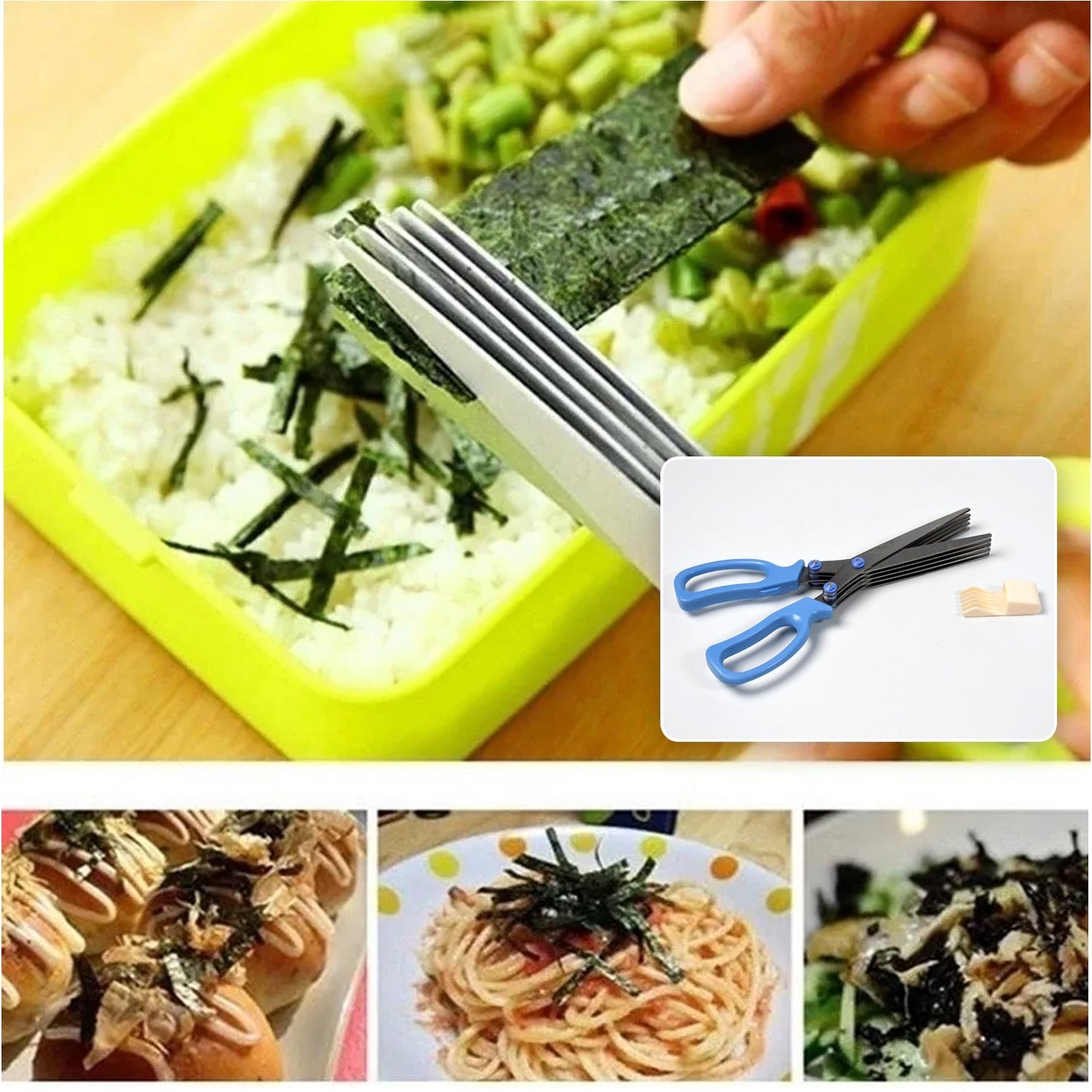 MULTIFUNCTION VEGETABLE STAINLESS STEEL HERBS SCISSOR WITH 5 BLADES - Springkart 