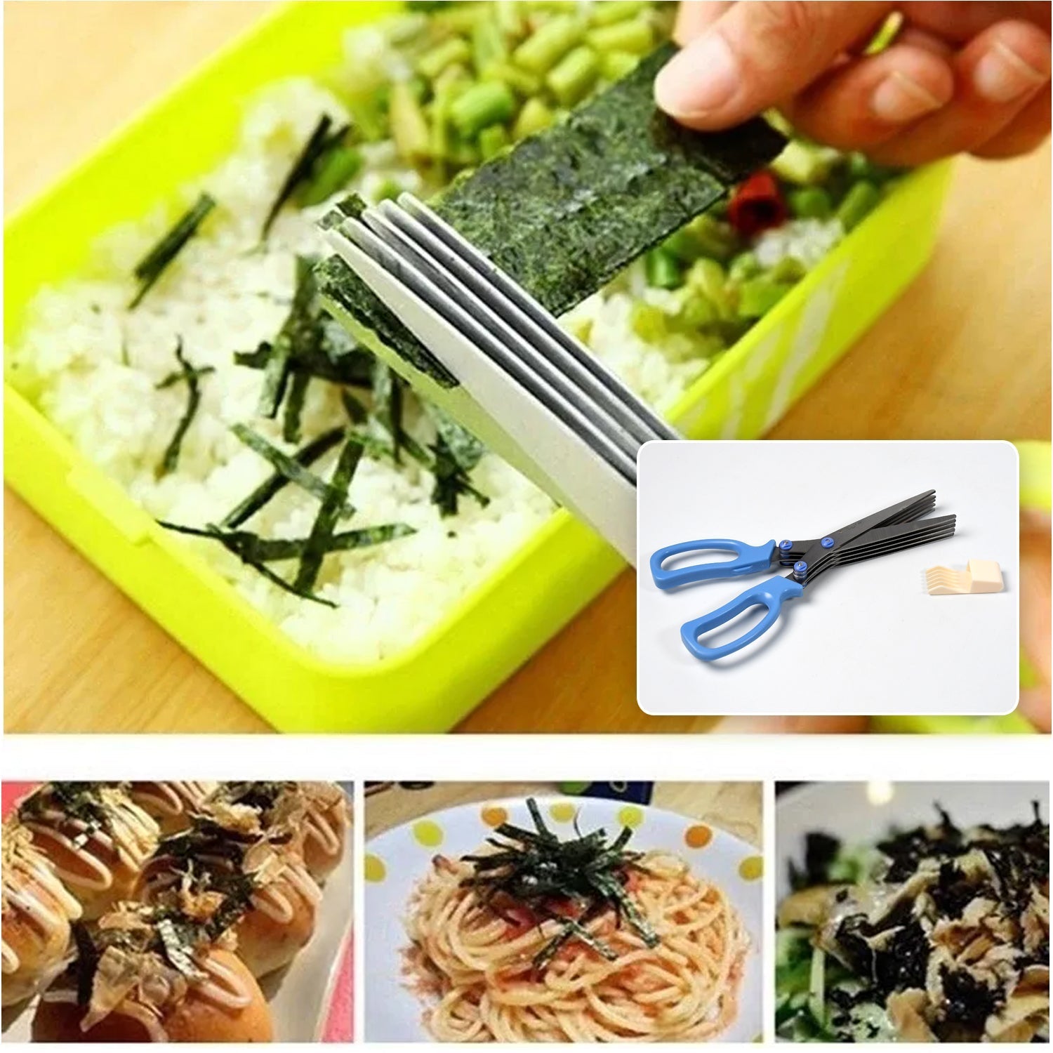 MULTIFUNCTION VEGETABLE STAINLESS STEEL HERBS SCISSOR WITH 5 BLADES - Springkart 