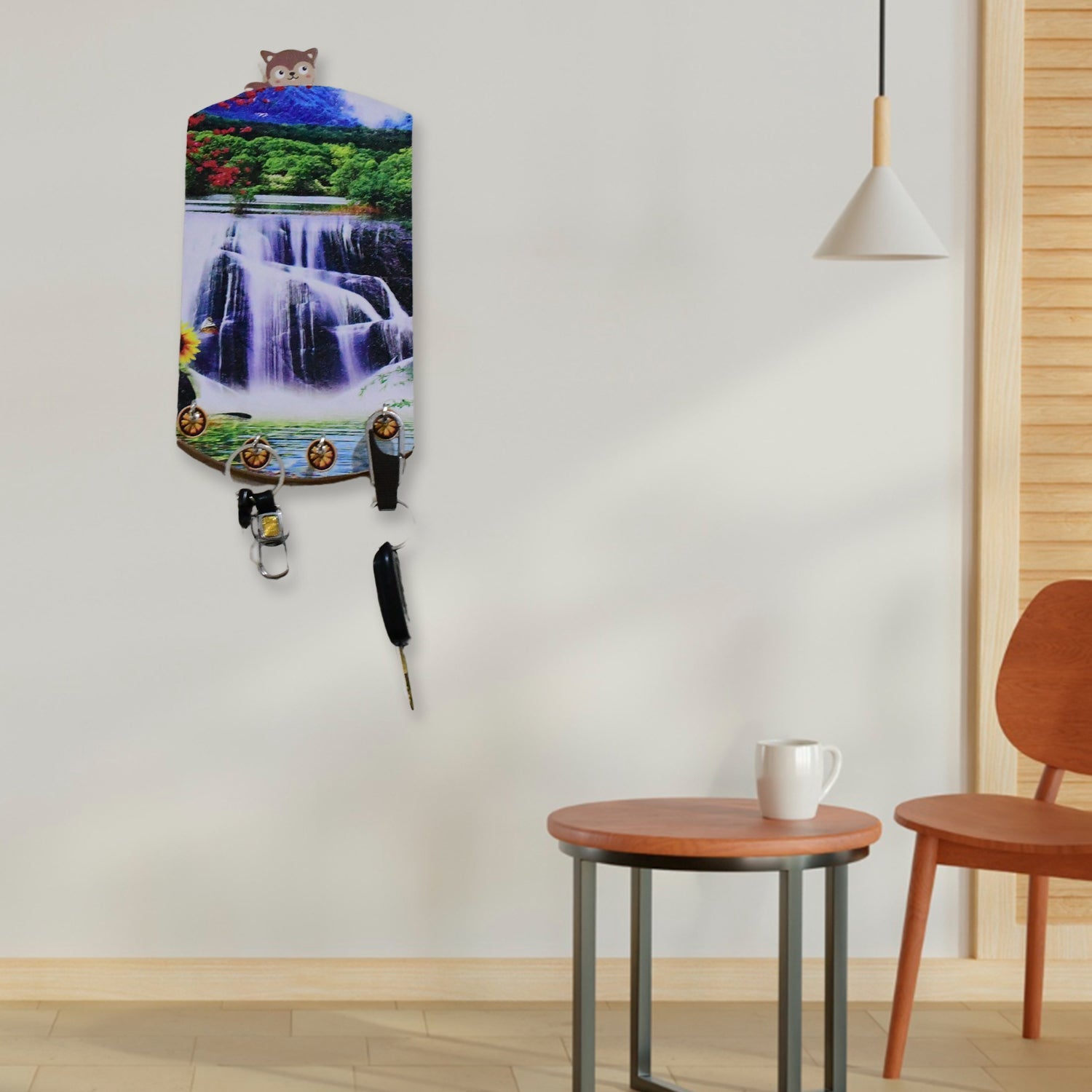 Decorative Wooden Vertical Scenery with Hooks for Wall Hanging - Springkart 