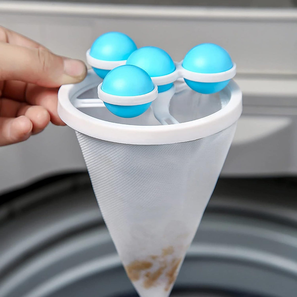 Laundry Ball Floating Pet Fur Lint Hair Catcher Household Reusable Washing Machine Floating Lint Mesh Bag Hair Filter Net Pouch Washing Lint Hair Remover Net, Mesh Bag Dryer (1 Pc) - Springkart 