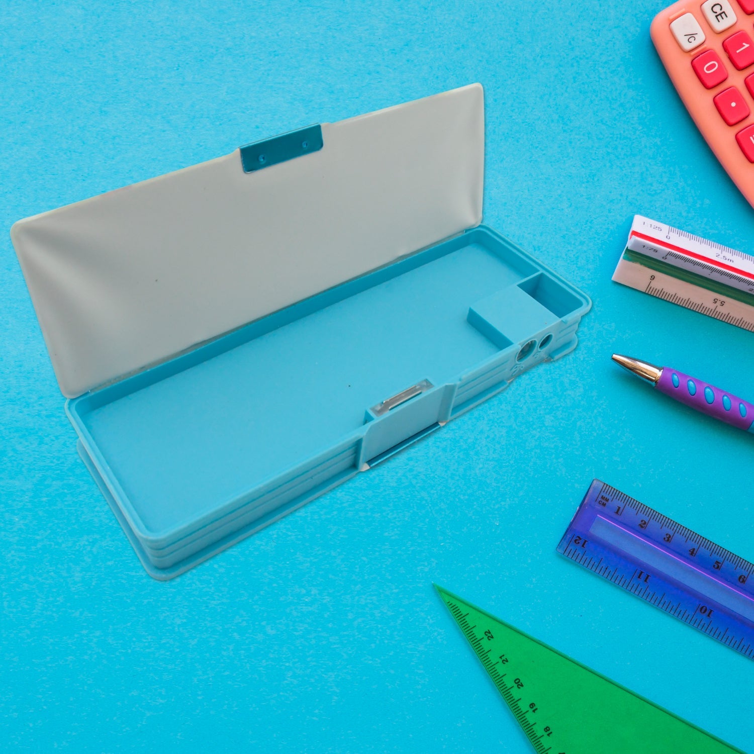 Cartoon Multi-functional Geometry Box with Calculator & Double Sharpener - Springkart 