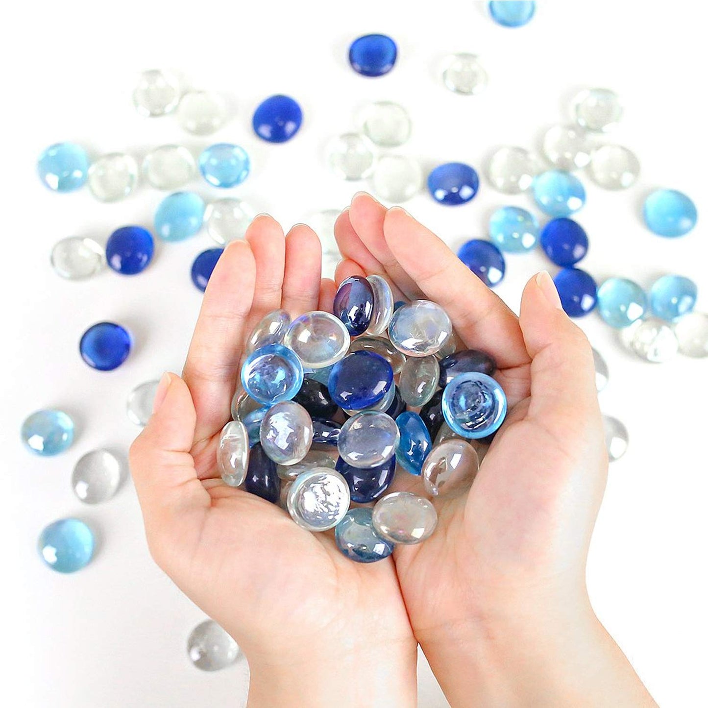 Glass Gem Stone, Flat Round Marbles Pebbles for Vase Fillers, Attractive pebbles for Aquarium Fish Tank. - Springkart 