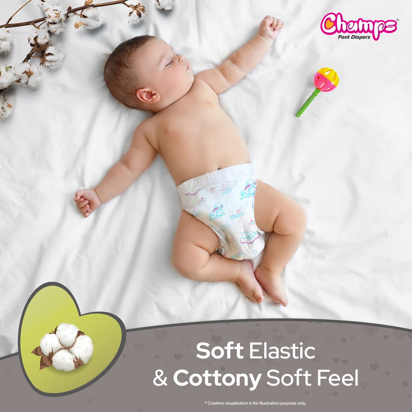 Baby Diaper High Absorbent Pant Diapers, Champs Soft and Dry Baby Diaper Pants Xl 54 Pcs (Extra Large , XL54 Pieces) - Springkart 