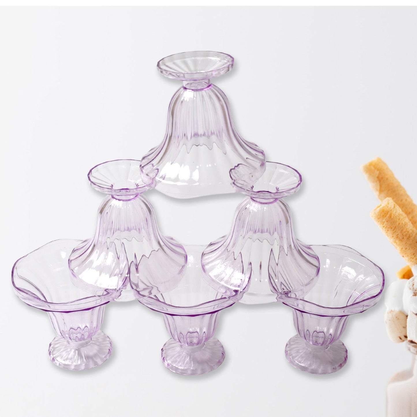 Crystal Plastic Ice-Cream Bowl, Home & Kitchen Serving Platter or Dessert Cup for Sundae, Sweets, Snacks, Fruit, Pudding, Nuts or Dip, Serving Bowls (Crystal Cups, Set of 6) - Springkart 