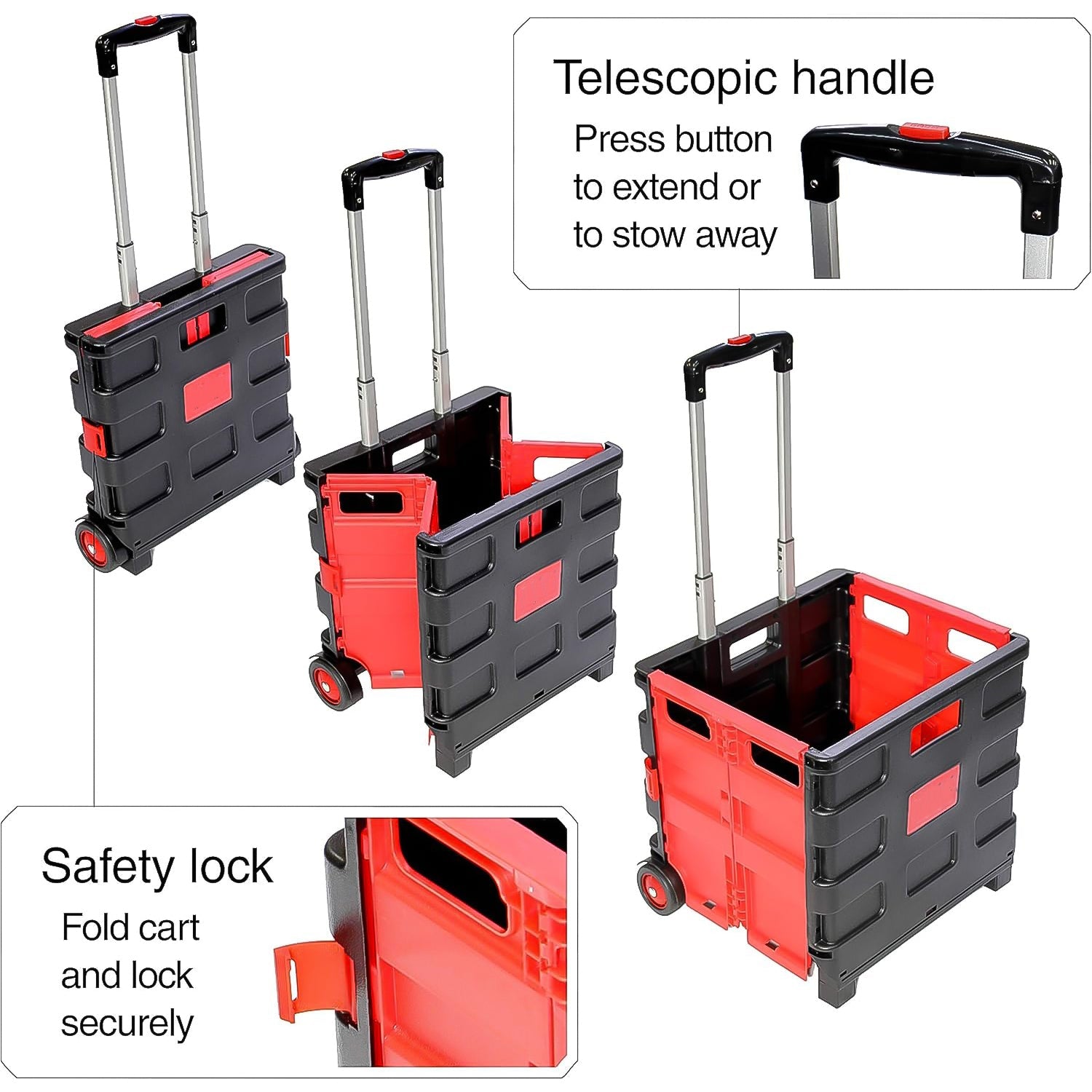 Foldable Shopping Grocery Trolley / Cart Travel Portable Food Basket (1 Pc) - Springkart 