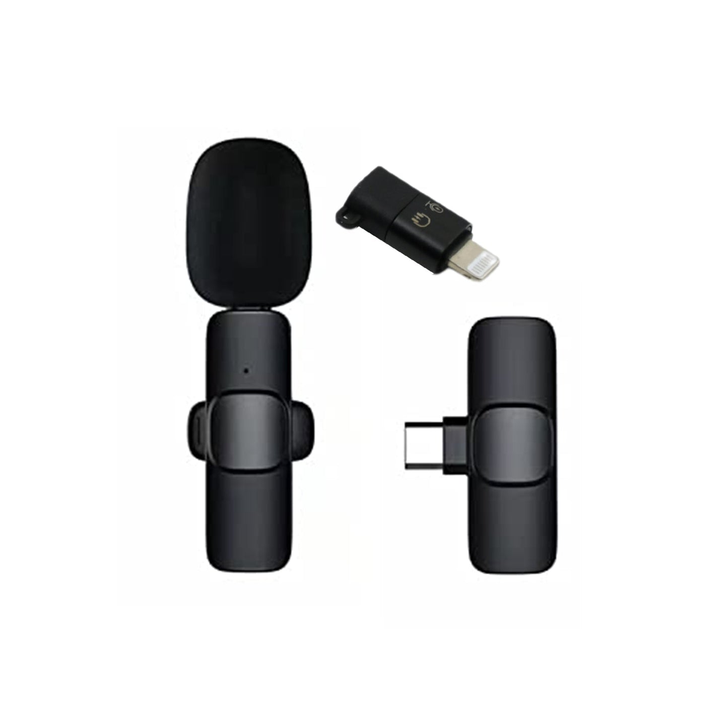 Intelligent Noise Cancelling Live Streaming Clip on Microphone for Type-C & for iPhone with Charging Mini Wireless Lapel Collar Microphone - Springkart 