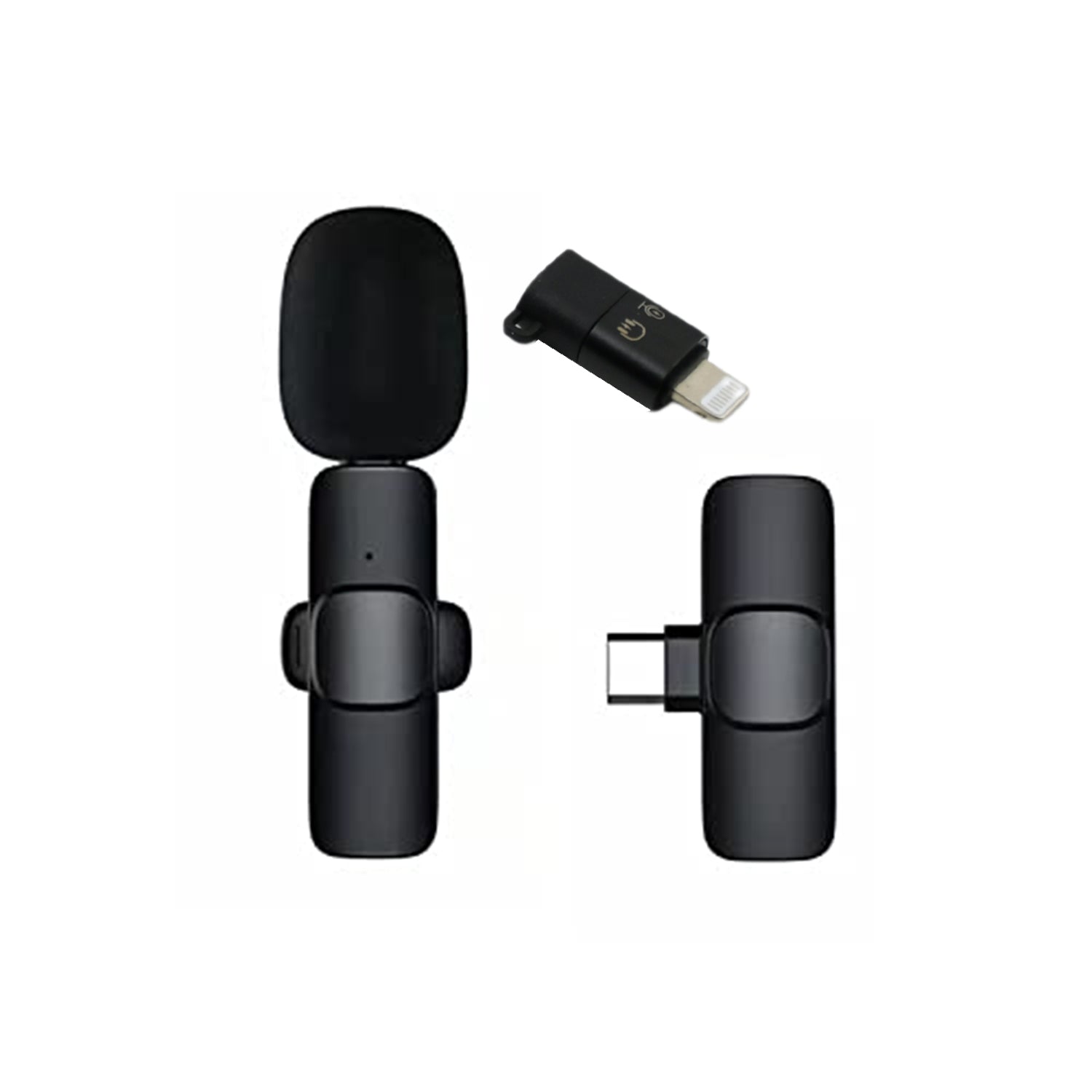 Intelligent Noise Cancelling Live Streaming Clip on Microphone for Type-C & for iPhone with Charging Mini Wireless Lapel Collar Microphone - Springkart 