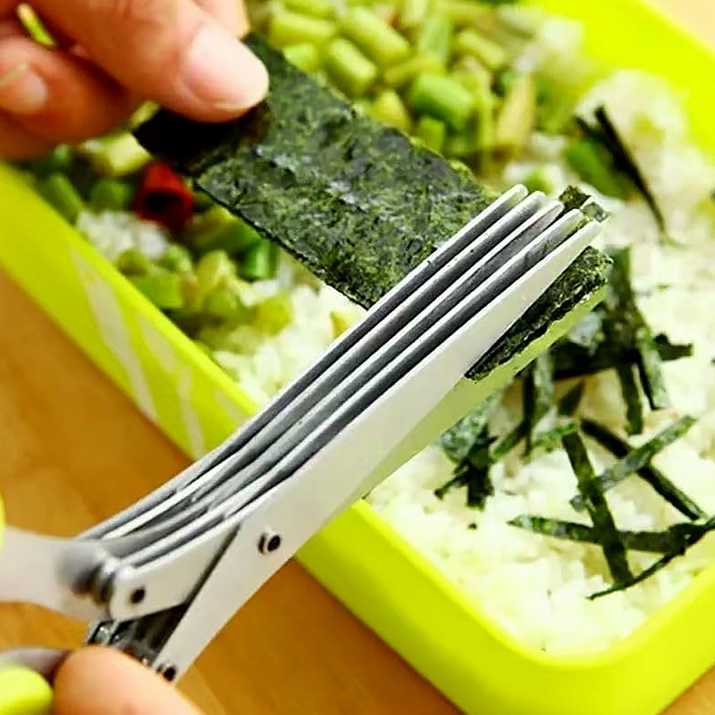 Herb Cutter Scissors 5 Blade Scissors Kitchen Multipurpose Cutting Shear with 5 Stainless Steel Blades & Safety Cover & Cleaning Comb Cilantro Scissors Sharp Shredding Shears Herb Scissors Set - Springkart 