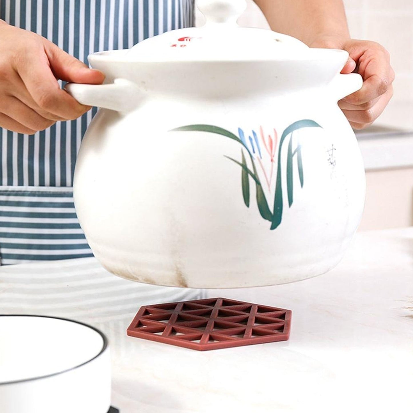 Mat for Cup PVC Tea Coaster Non-Slip Placemat High Temperature Insulation Pad Hollow Pot Mat Bowl with Anti-hot - Springkart 