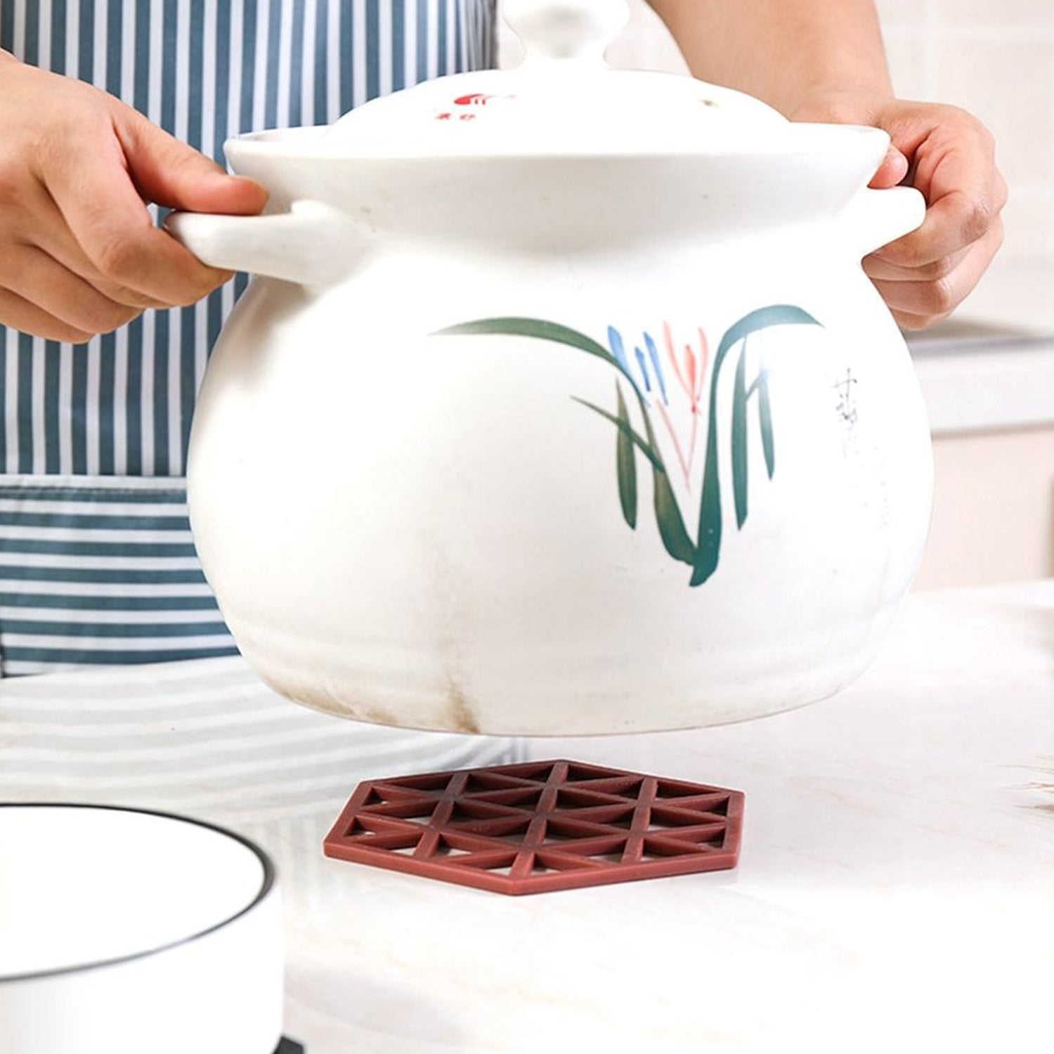 Mat for Cup PVC Tea Coaster Non-Slip Placemat High Temperature Insulation Pad Hollow Pot Mat Bowl with Anti-hot - Springkart 
