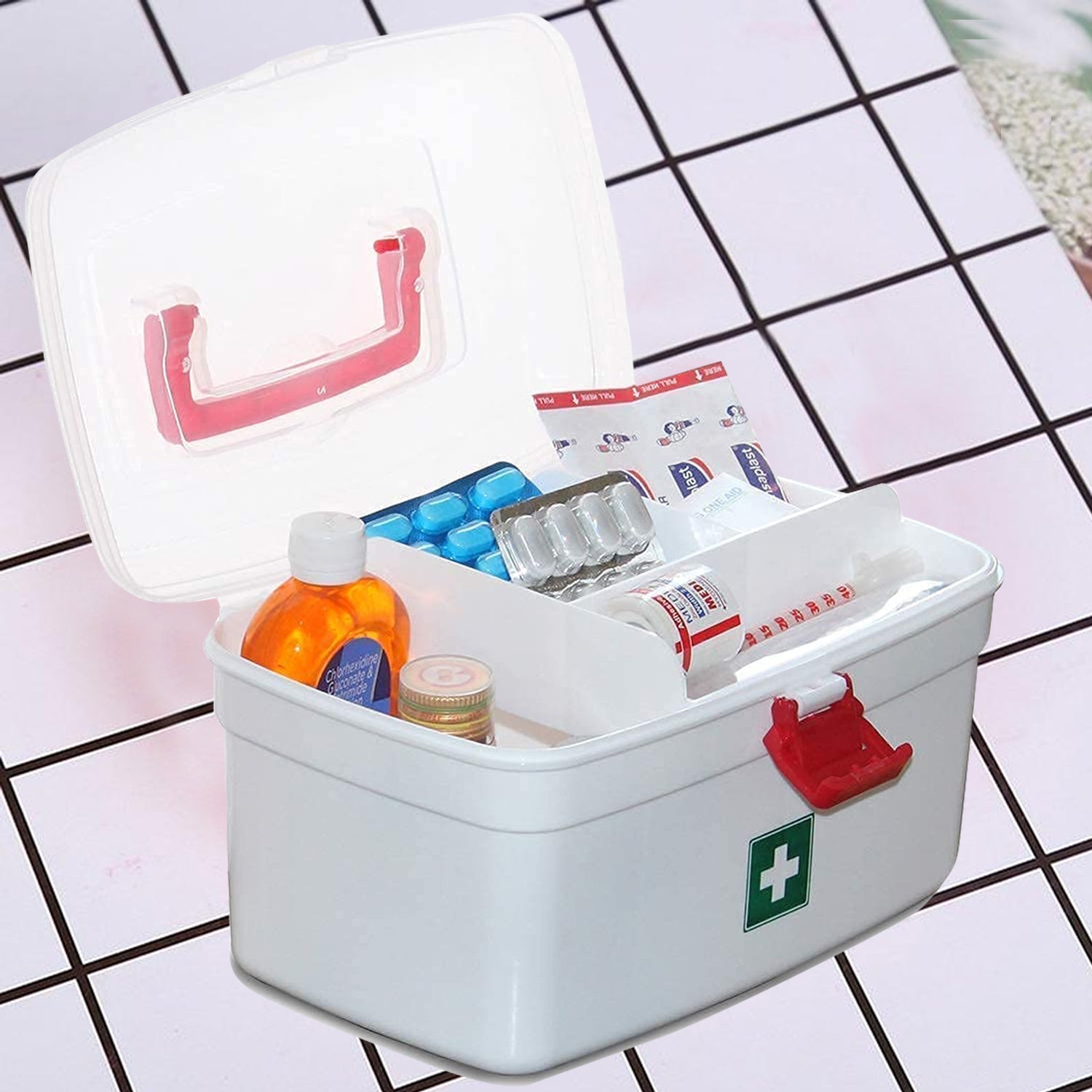 Medical Storage Box with Detachable Tray & Handle - Springkart 