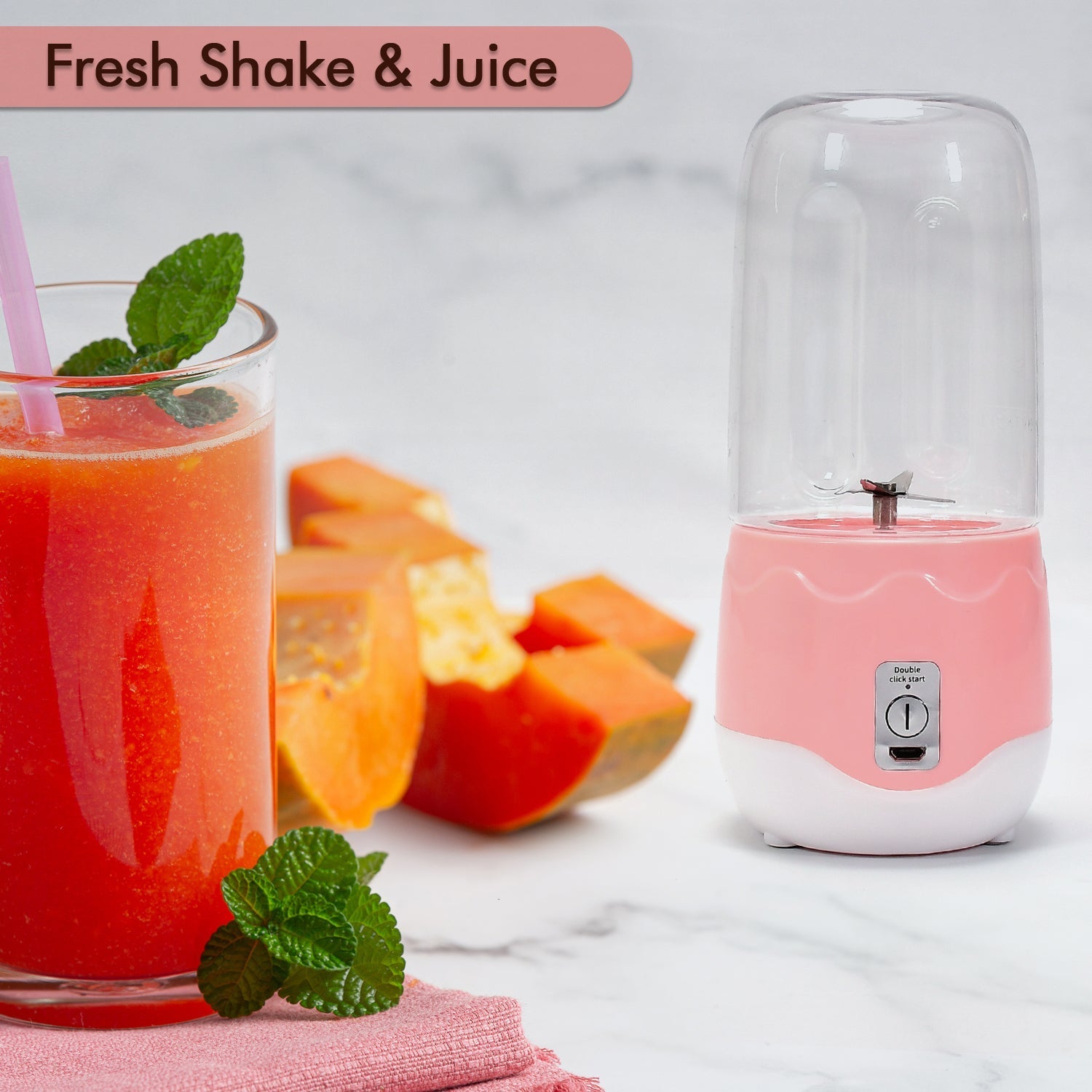 Portable Blender, Personal Blender Juicer Cup, Mini Handheld Blender with 4 Blades, Mixer for Fruit Shakes and Smoothies, Portable Juicer (Multicolor) - Springkart 