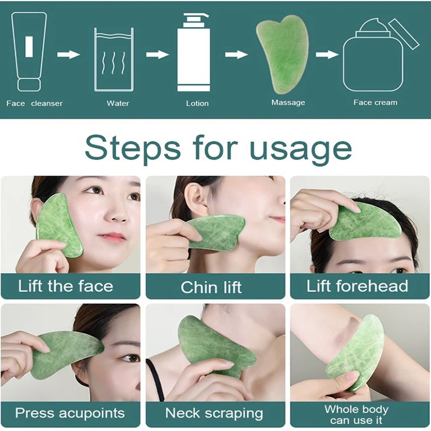 Gua Sha Stone and Anti Aging Jade Roller Massager for Face Massage Natural Face Skincare Massager & Face Roller Massager for Women | Face Shaper Jade Roller and Gua Sha Set for Glowing Skin - Springkart 