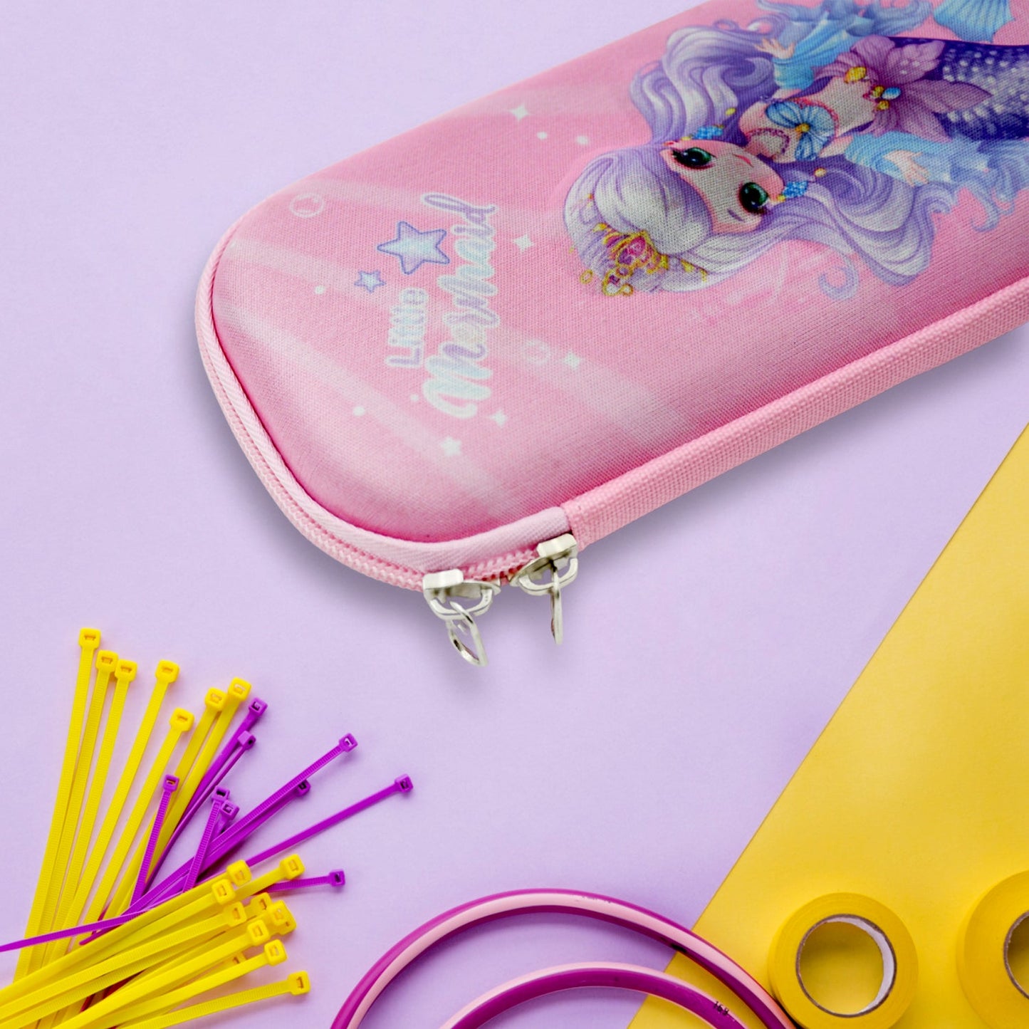 Pencil Case for Girls, Cute Pencil Case for Kids, Storage Pouch Large Capacity with Compartment & Zipper & Unicorn Ornaments, Toddler School Supply Organizer for Students, Stationery Box Pouch (1 Pc / 23x10 Cm) - Springkart 