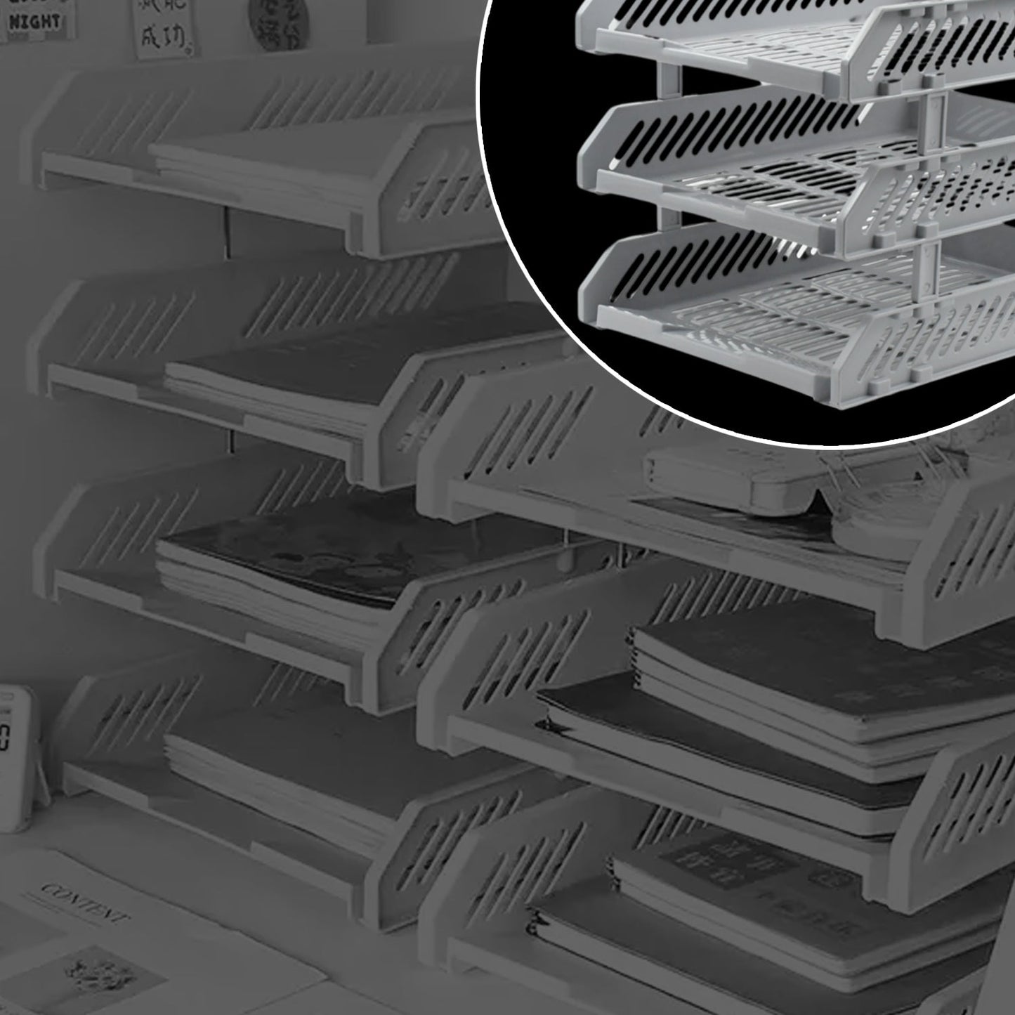 Multifunctional File Rack with Drawers: Desktop Storage for Office Supplies (4/3 Layers) - Springkart 