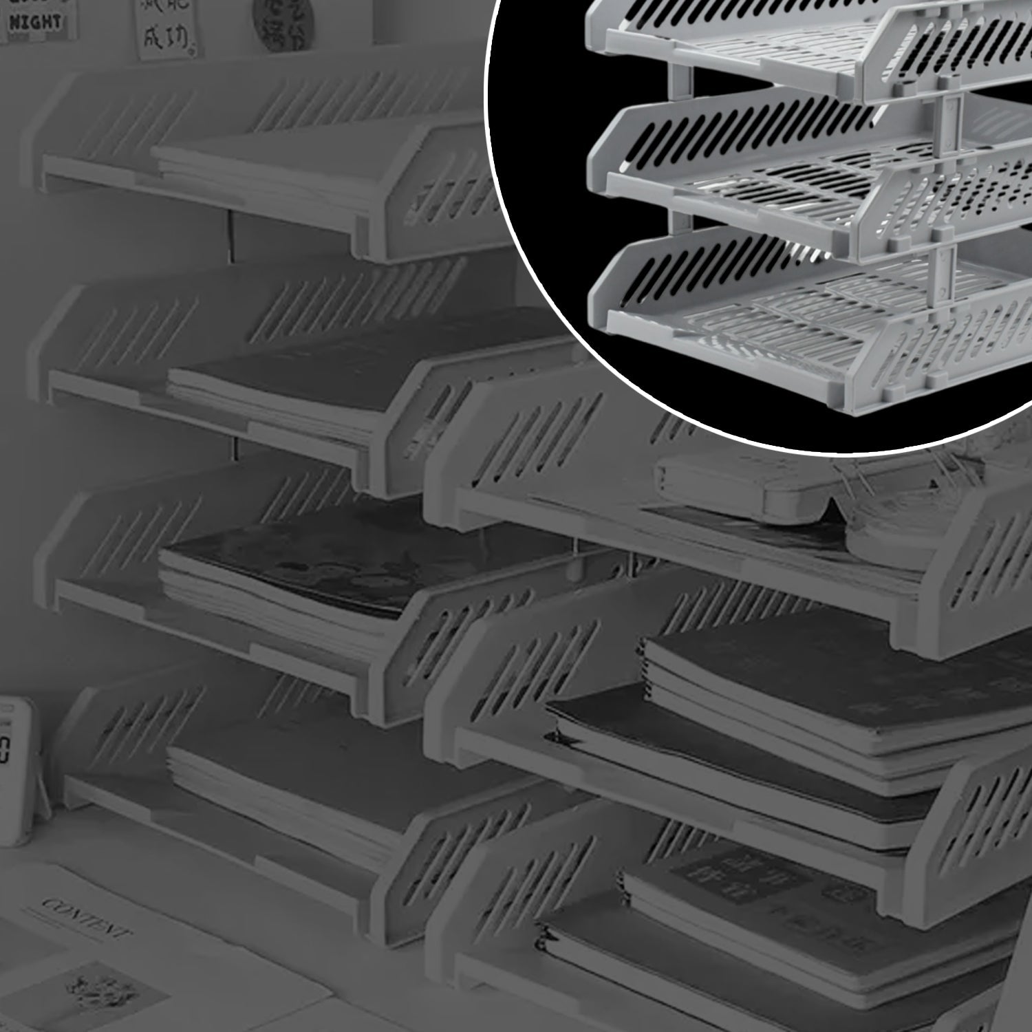 Multifunctional File Rack with Drawers: Desktop Storage for Office Supplies (4/3 Layers) - Springkart 