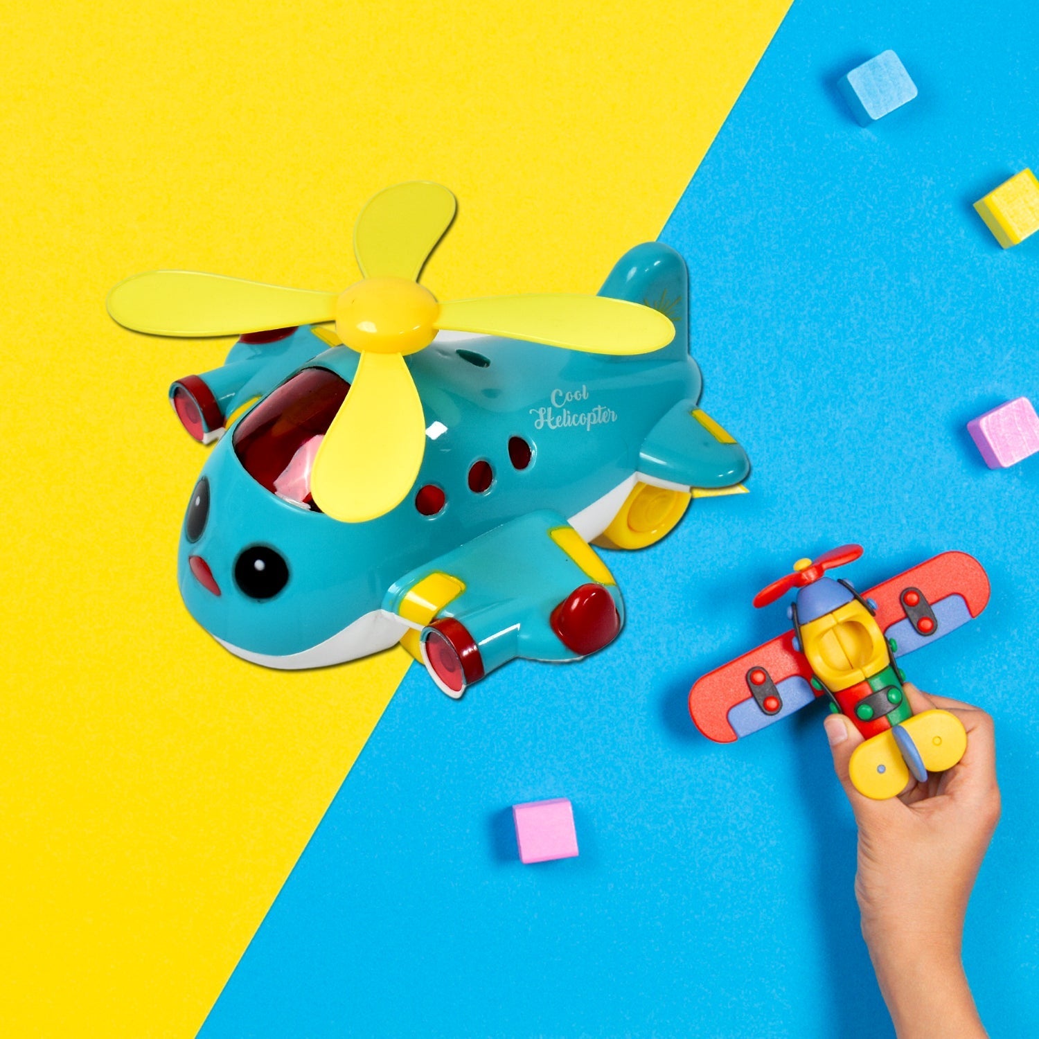 Helicopter Airplane Musical Toy - Electronic Moving Plane with Lights, for 6-18 Months, Encourages Crawling - Springkart 