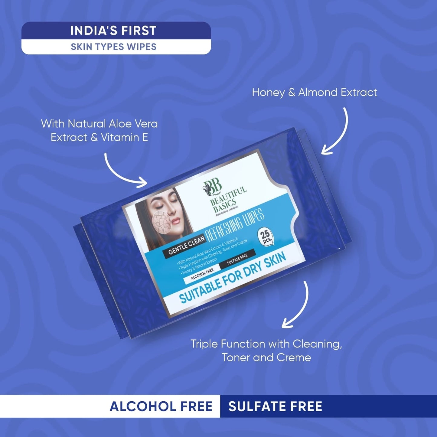 Refreshing Wet Wipes for Face | Facial Cleansing | Refreshing & Skin Hydration| Soothing for skin | pH Balance & Alcohol Free | Nourishing with Fruit extract | 25 Wipes - Springkart 