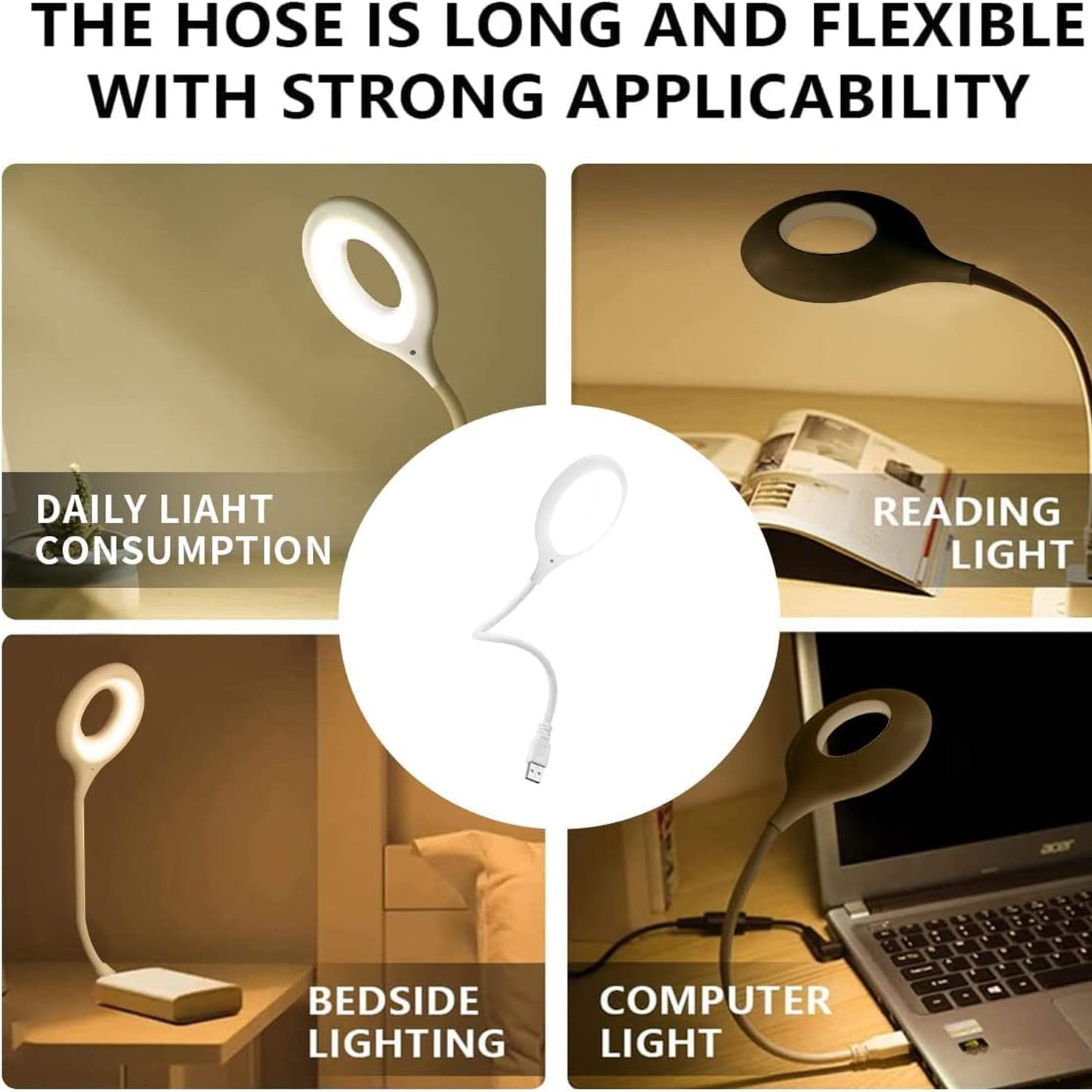 LED USB Light for Laptop, 16 LED Night Lights for Bedroom, Lightweight Small LED Reading Light Lamp with Flexible Neck, Desk Light for Home, Travel, Study, Office (1 Pc) - Springkart 