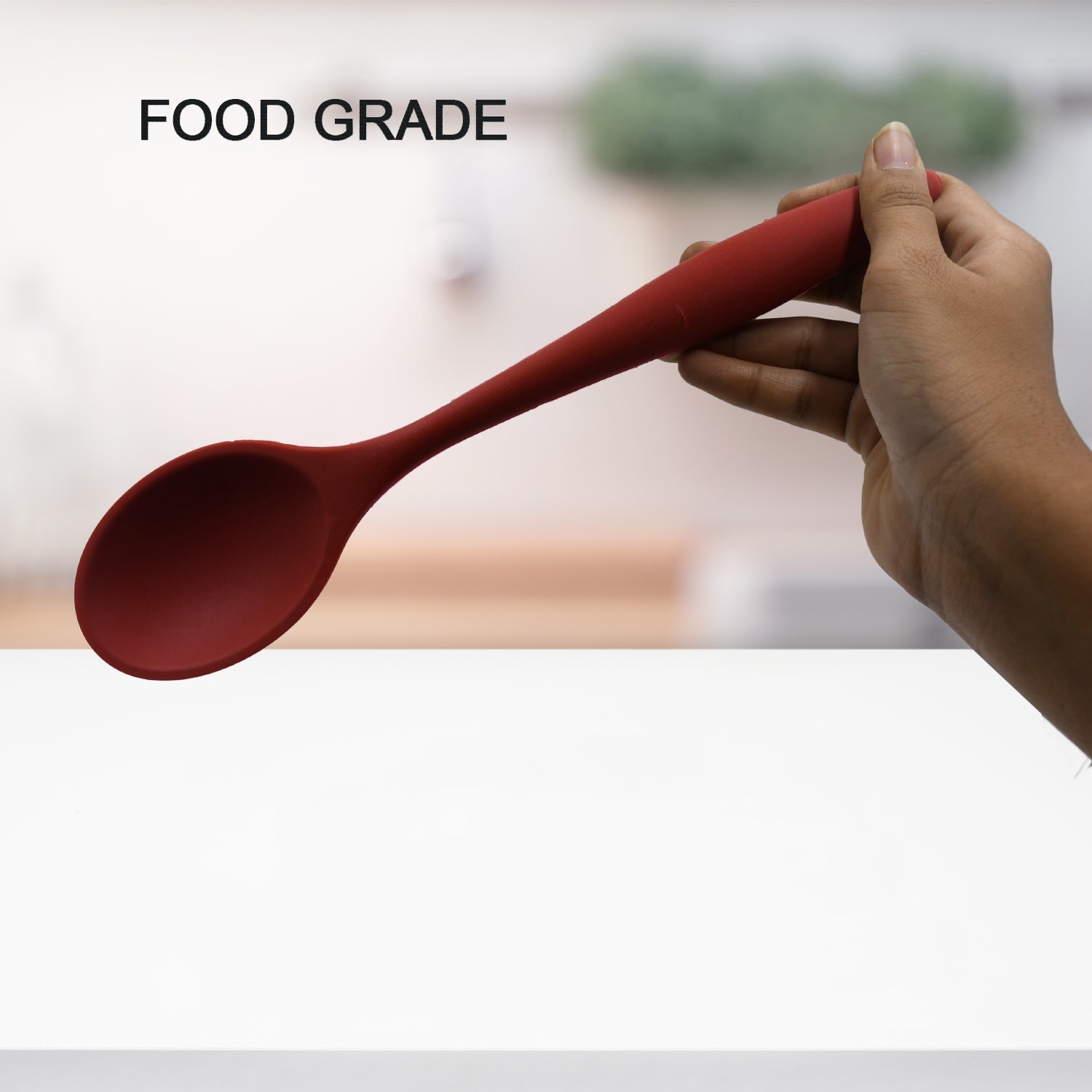 HEAT RESISTANT SILICONE BASTING SPOON NON-STICK SPOON HYGIENIC SOLID COATING COOKWARE KITCHEN TOOLS (27CM) - Springkart 