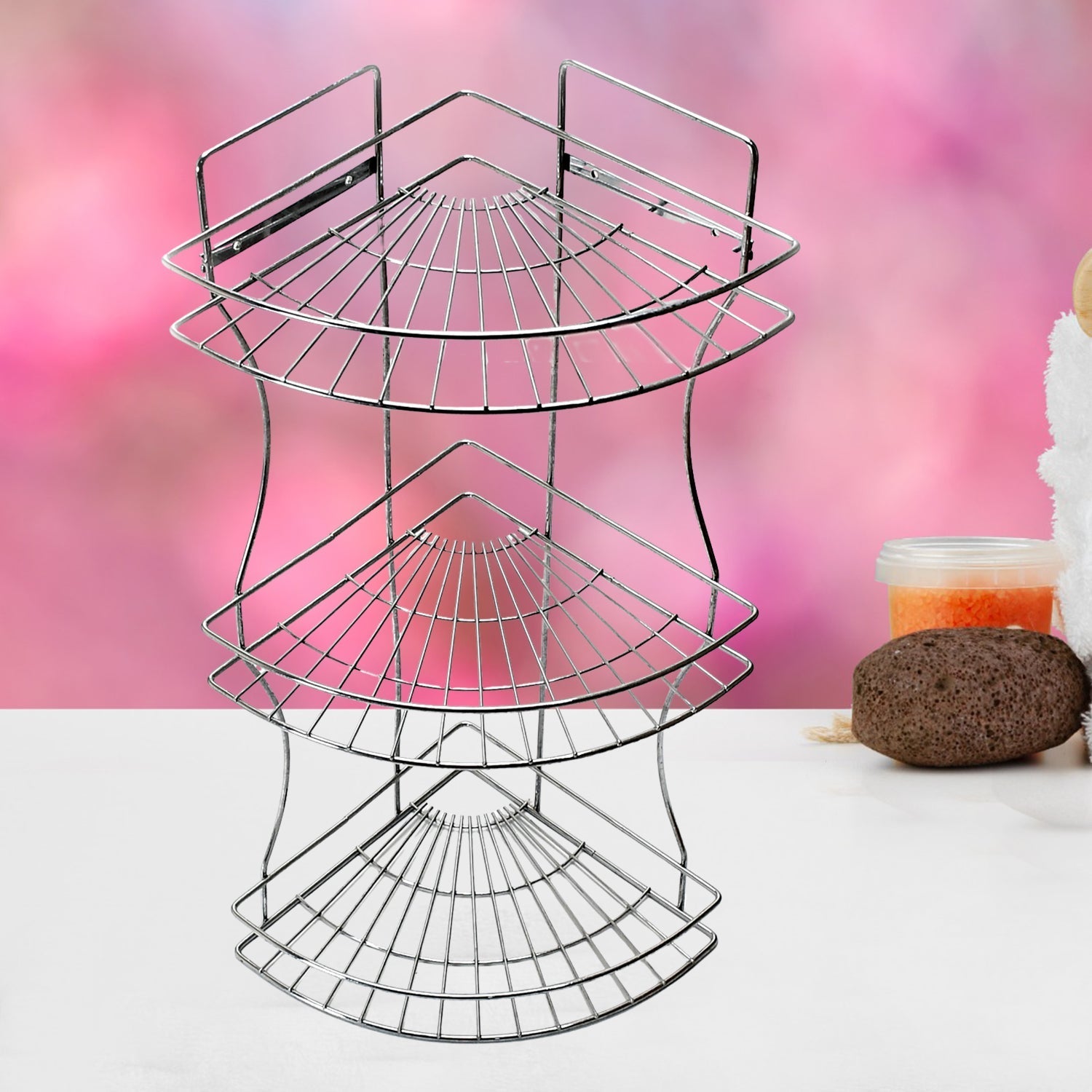 Multipurpose Stainless Steel Multi- 3 Tier Corner Storage Rack - Springkart 