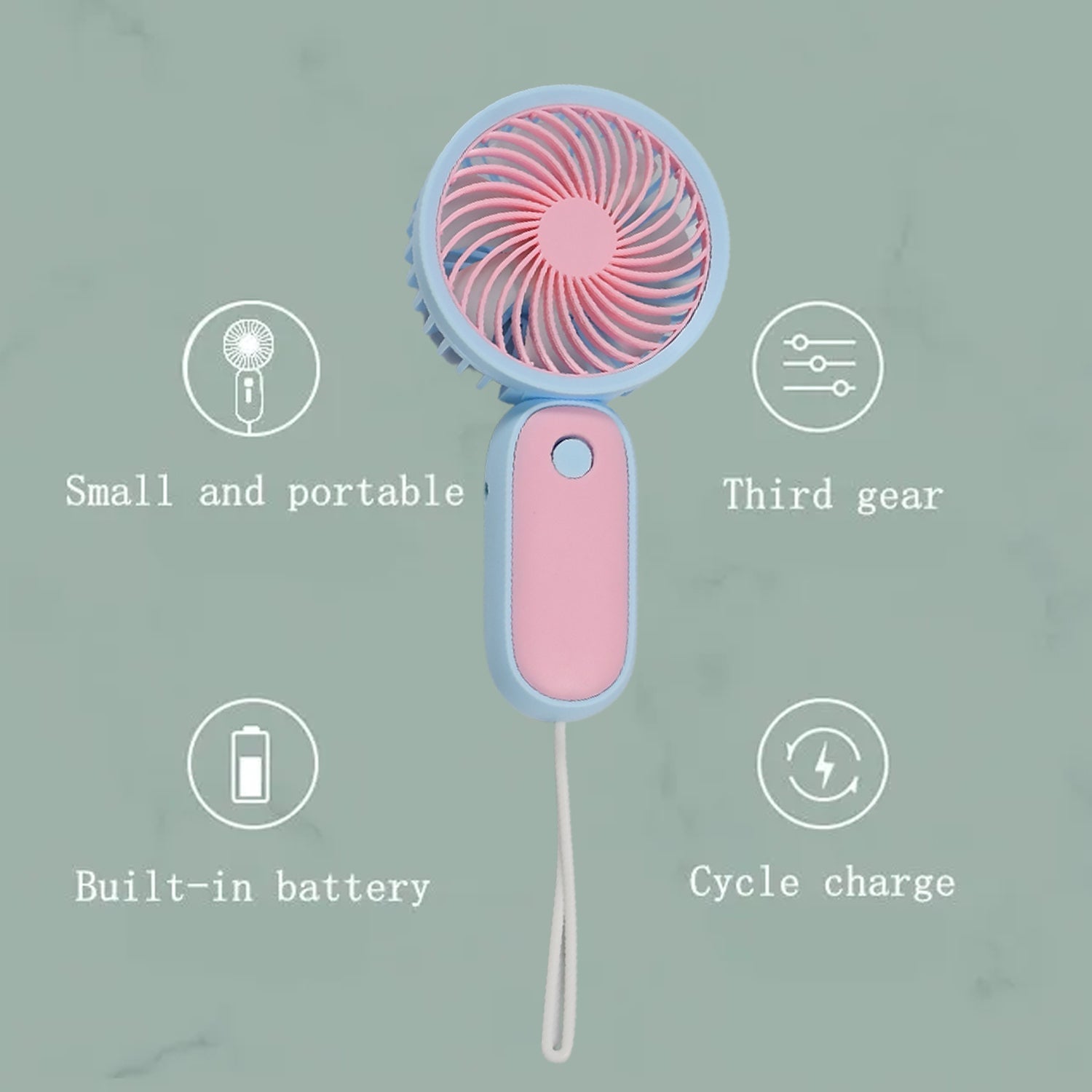 Mini Handheld Fan Portable Rechargeable Mini Fan Easy to Carry, for Home, Office, Travel and Outdoor Use (Battery Not Include) - Springkart 